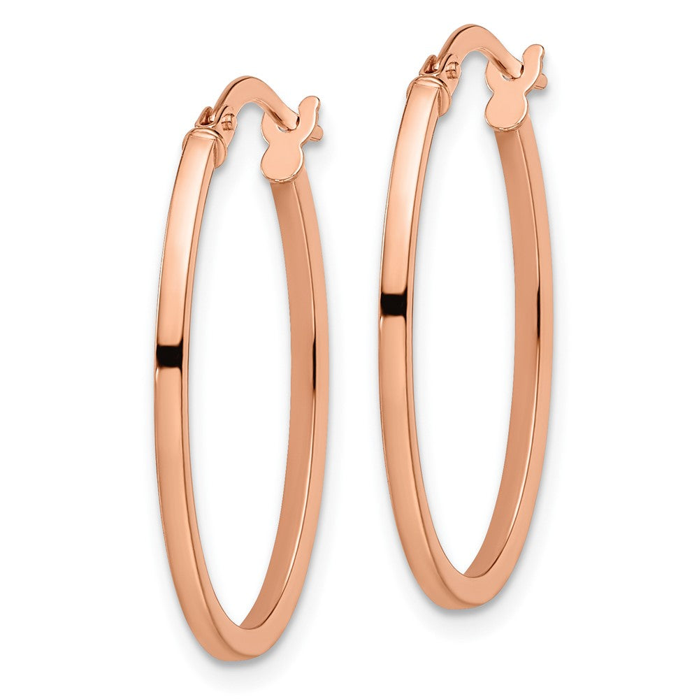 14K Rose Gold Polished Oval Hoop Earrings