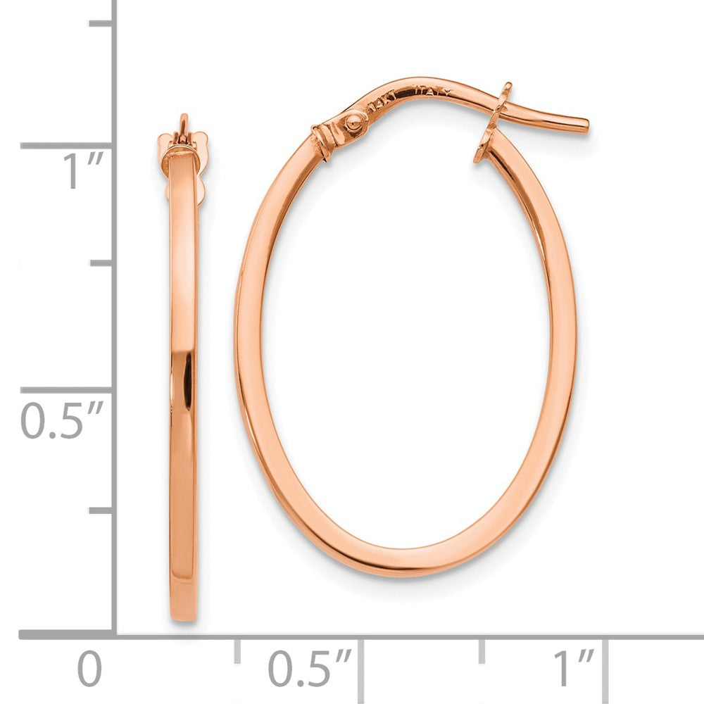14K Rose Gold Polished Oval Hoop Earrings