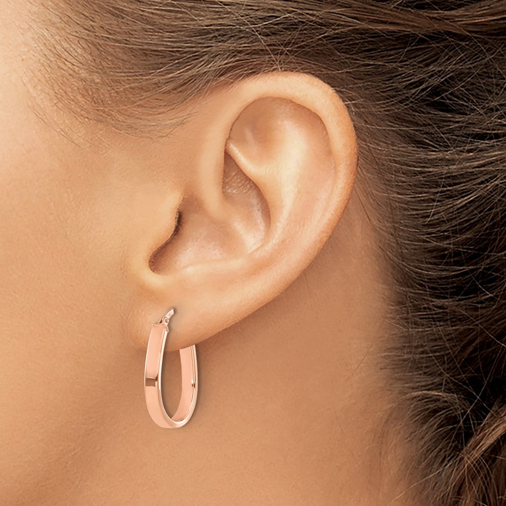 14K Rose Gold Polished U-Shape Hoop Earrings