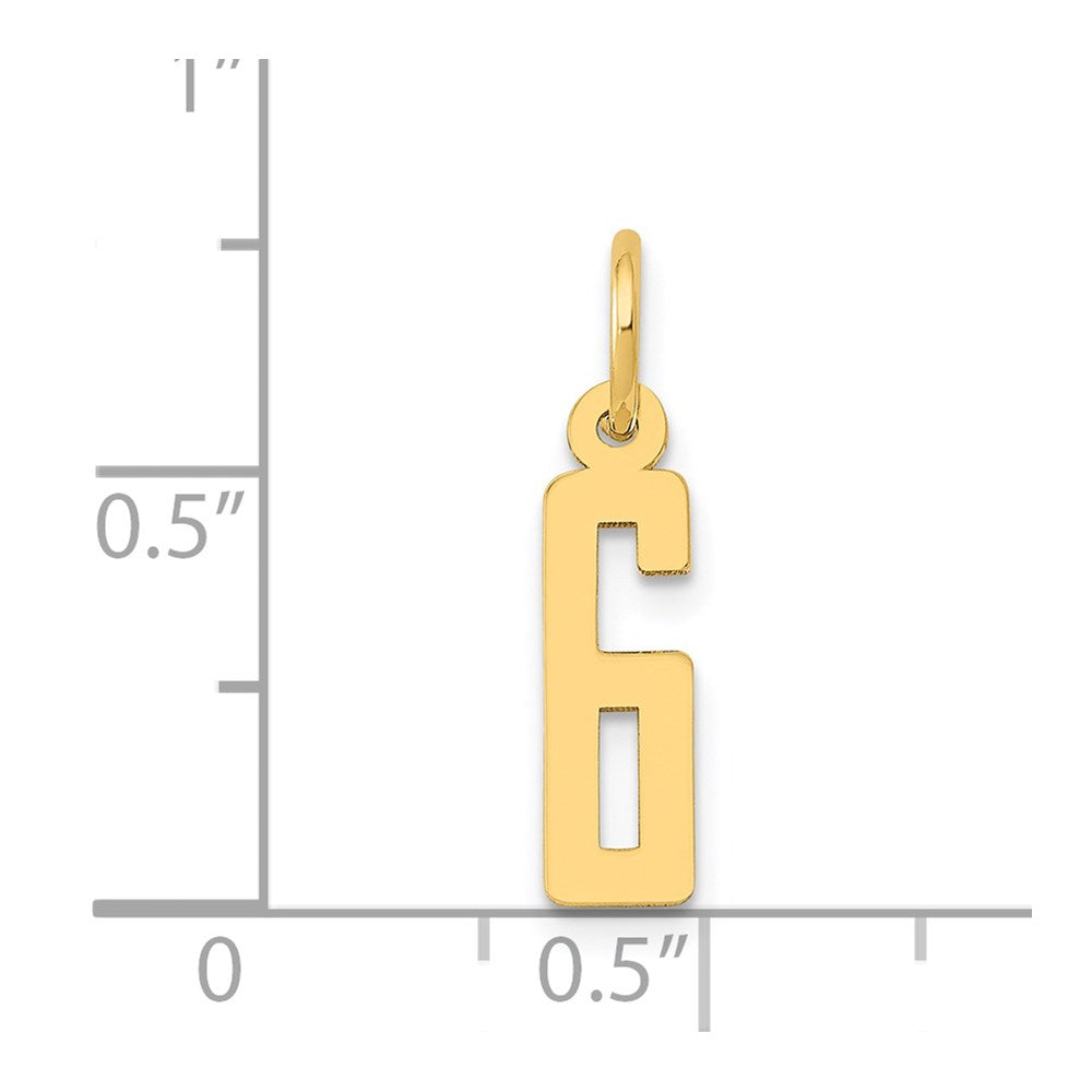 14k Small Elongated Number 6 Charm