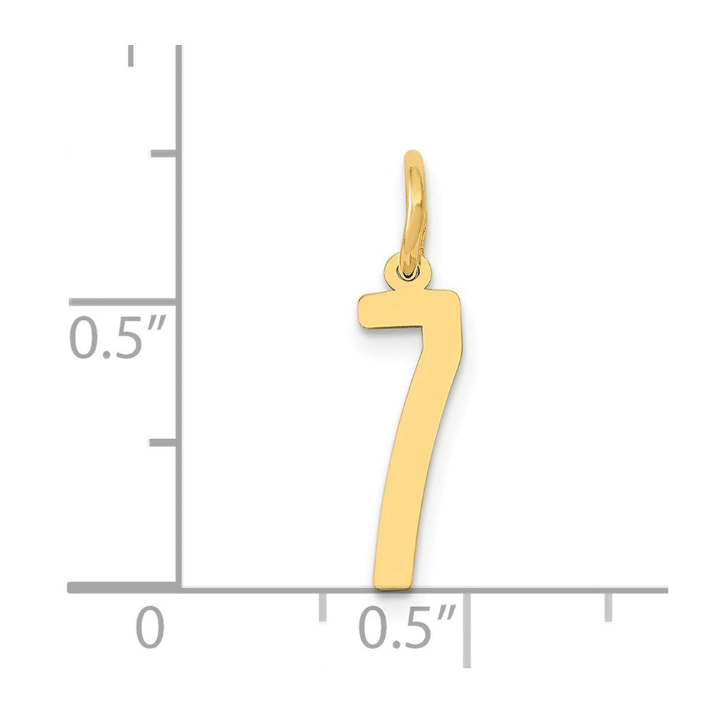 14k Small Elongated Number 7 Charm