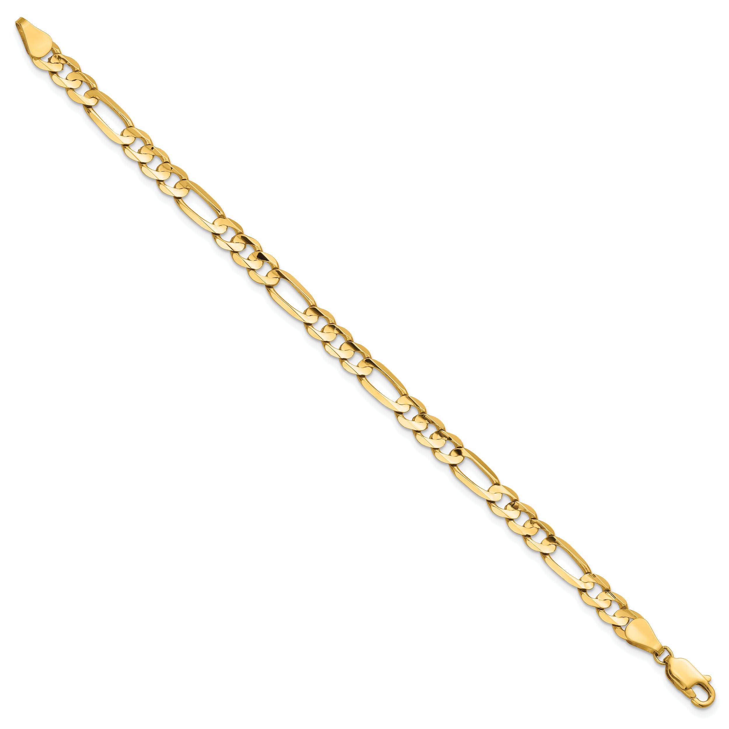 14K 8 inch 5.5mm Concave Open Figaro with Lobster Clasp Bracelet