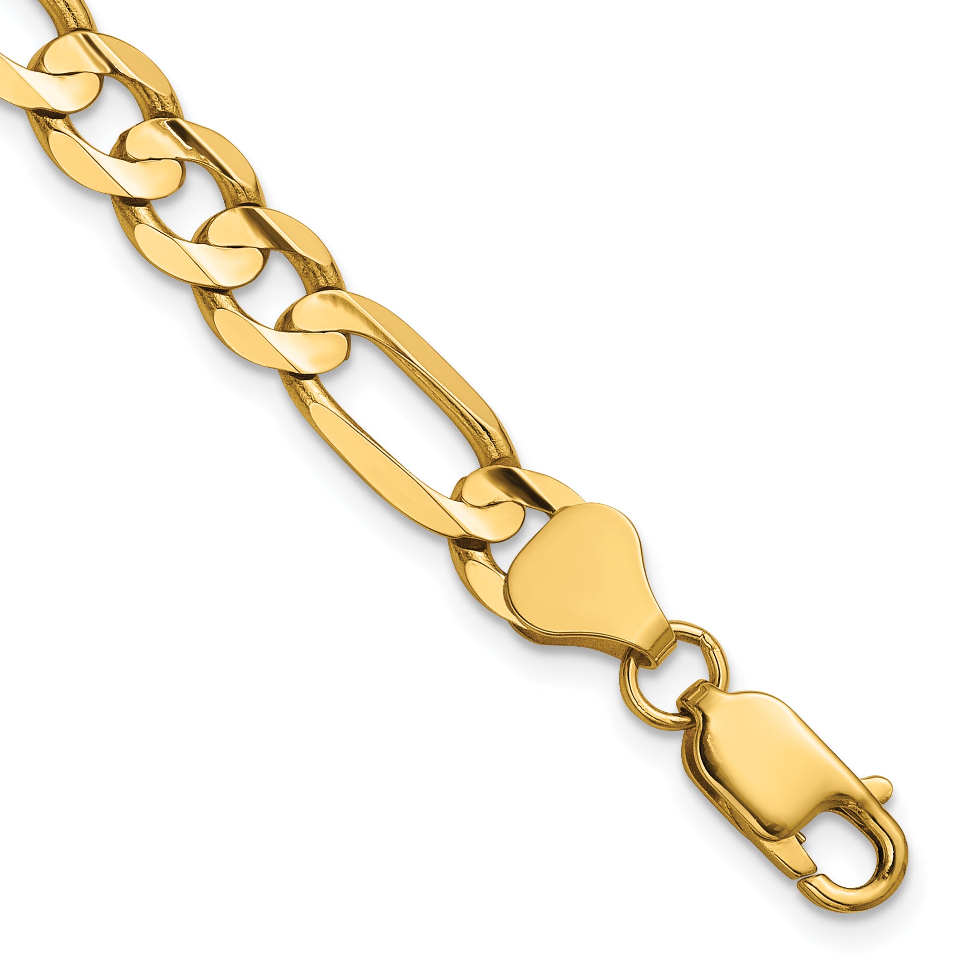 14K 8 inch 6.75mm Concave Open Figaro with Lobster Clasp Bracelet