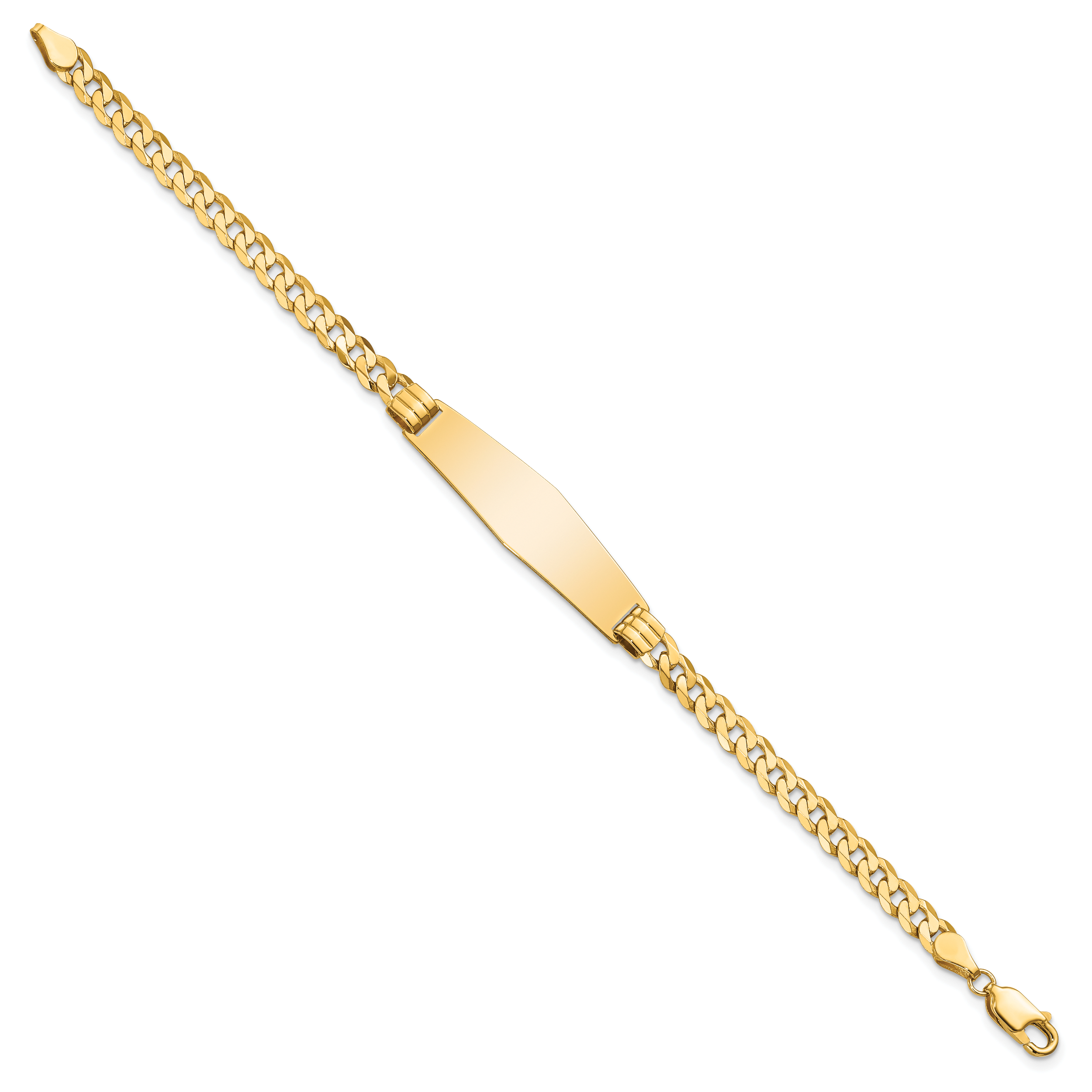 14K Curb Link Soft Diamond Shape Id Bracelet