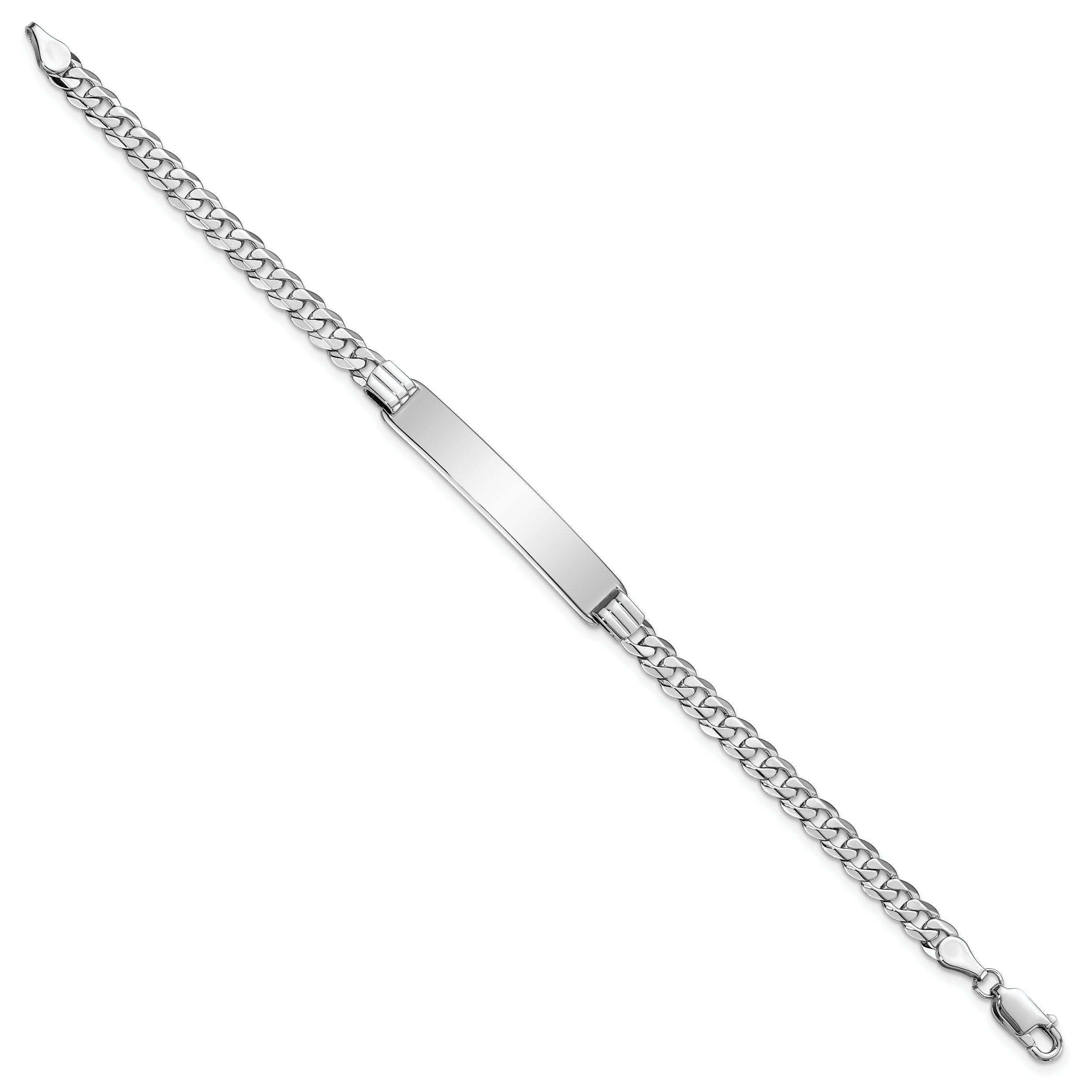 14K Wg Flat Curb Link Id Bracelet