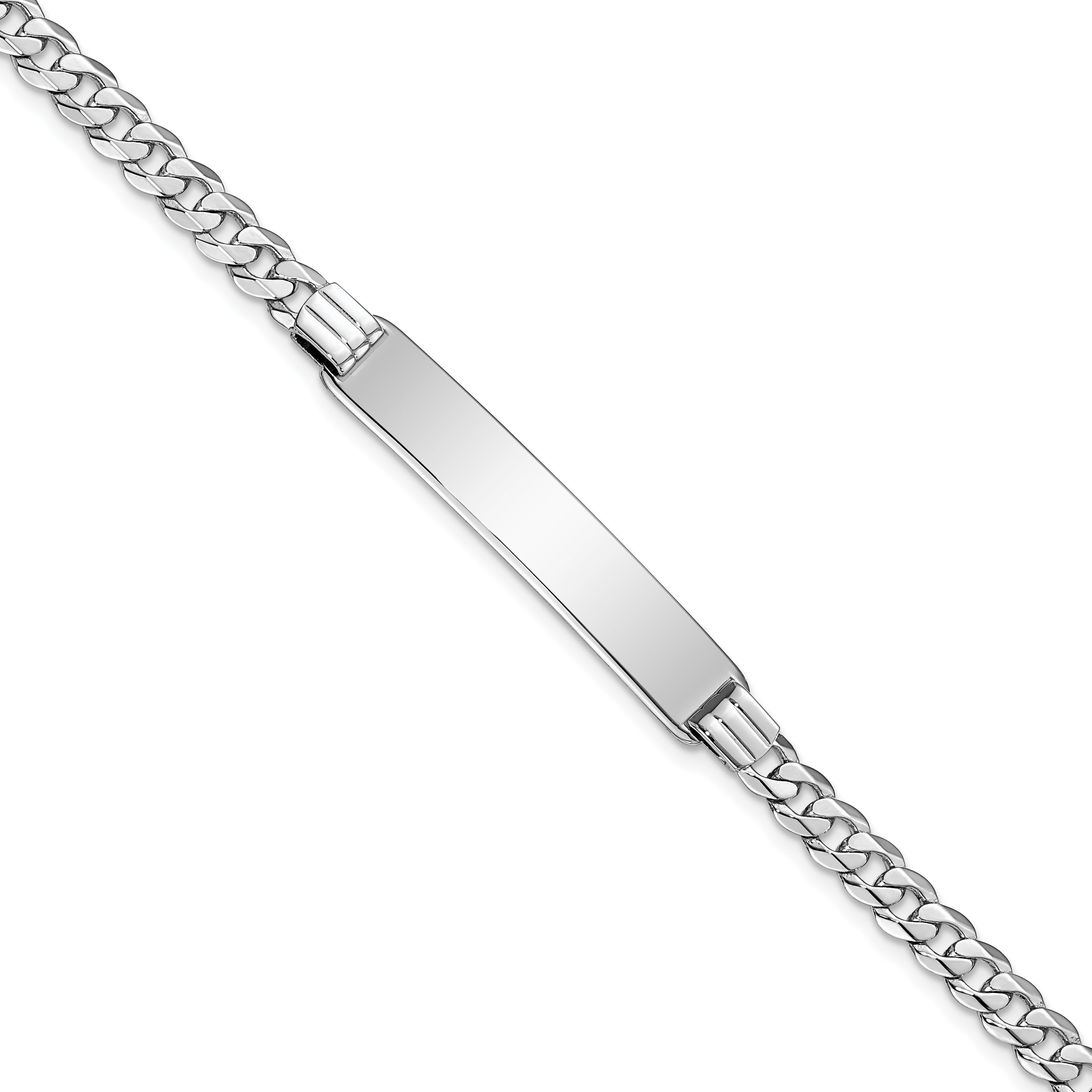 14K Wg Flat Curb Link Id Bracelet