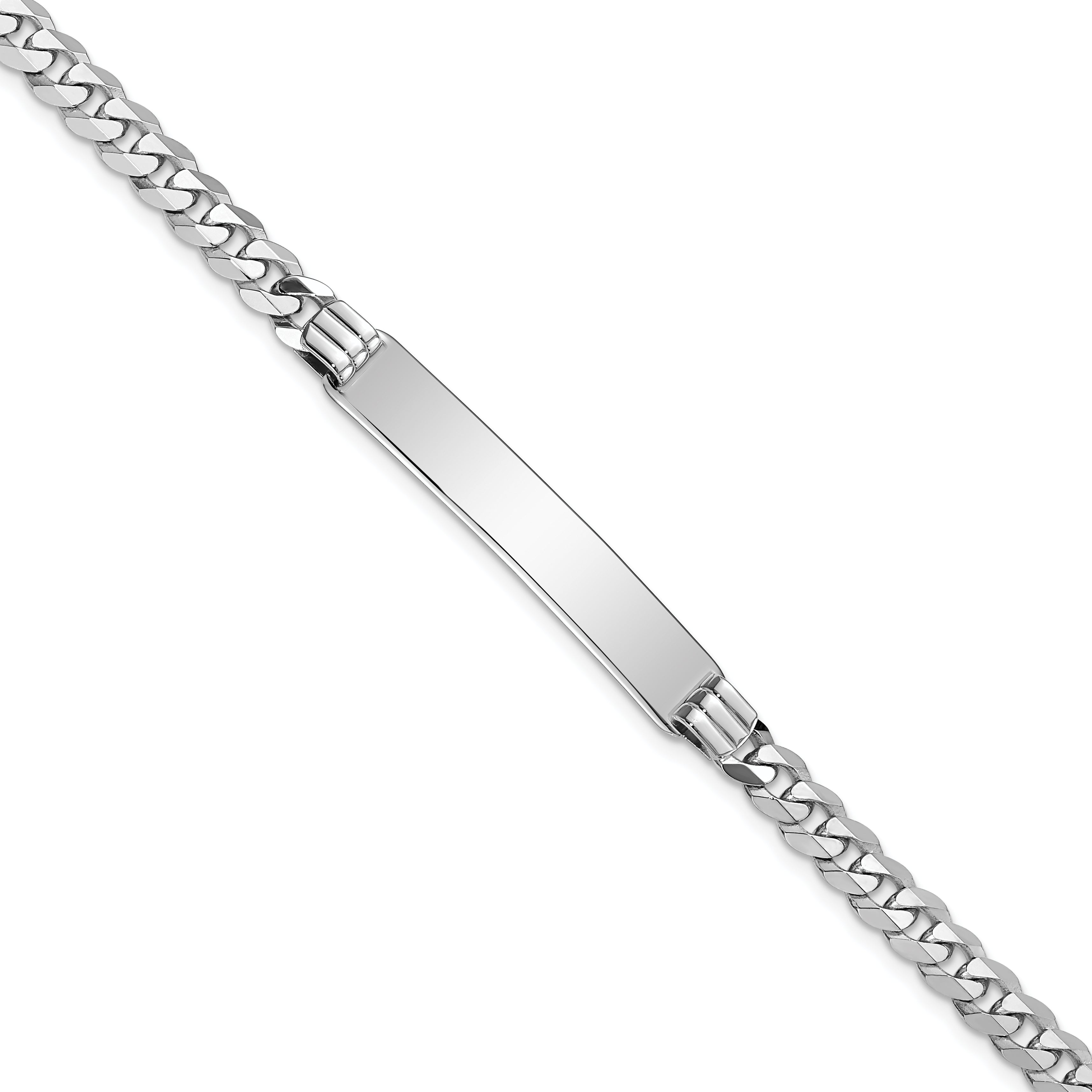 14K Wg Flat Curb Link Id Bracelet
