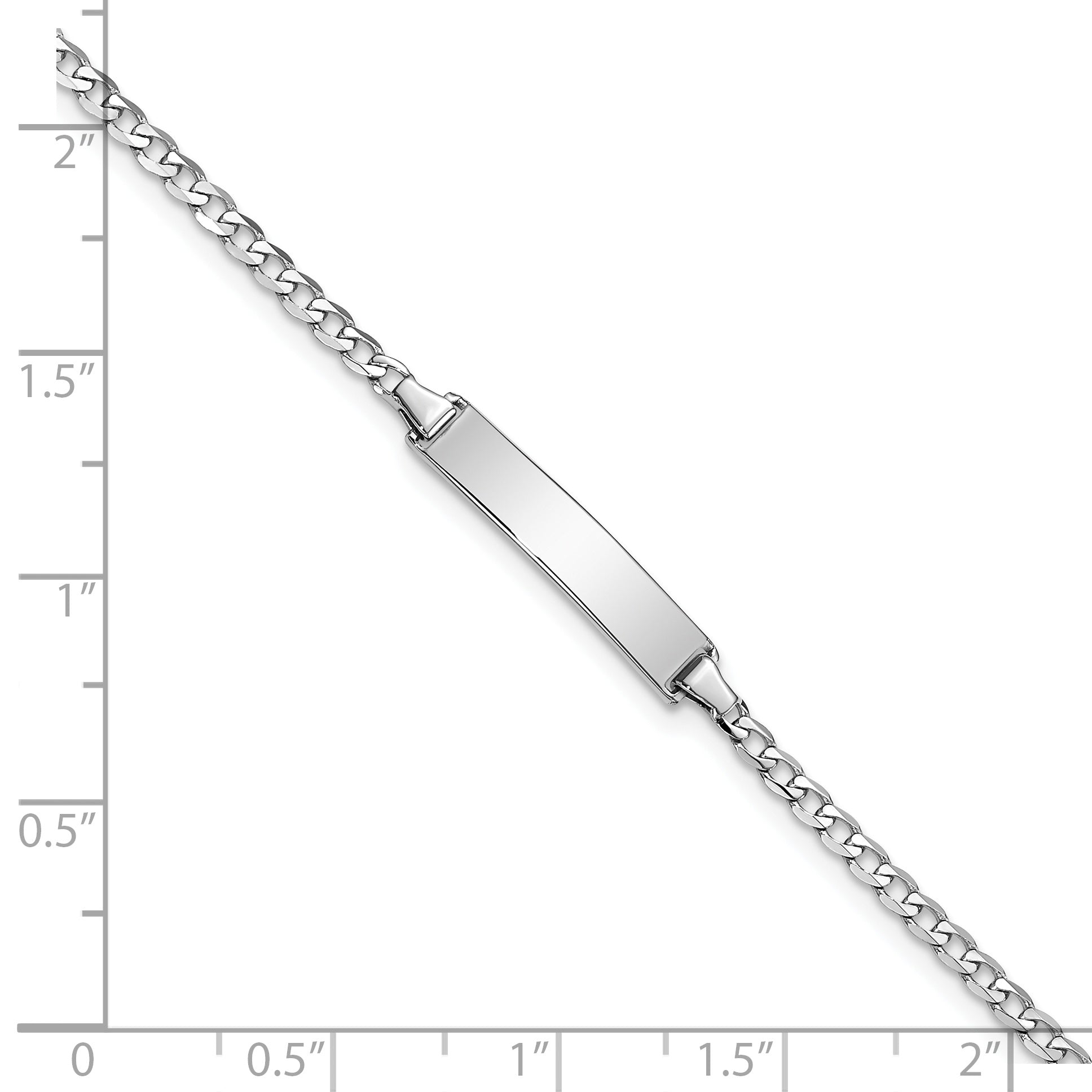 14K Wg Flat Curb Link Id Bracelet
