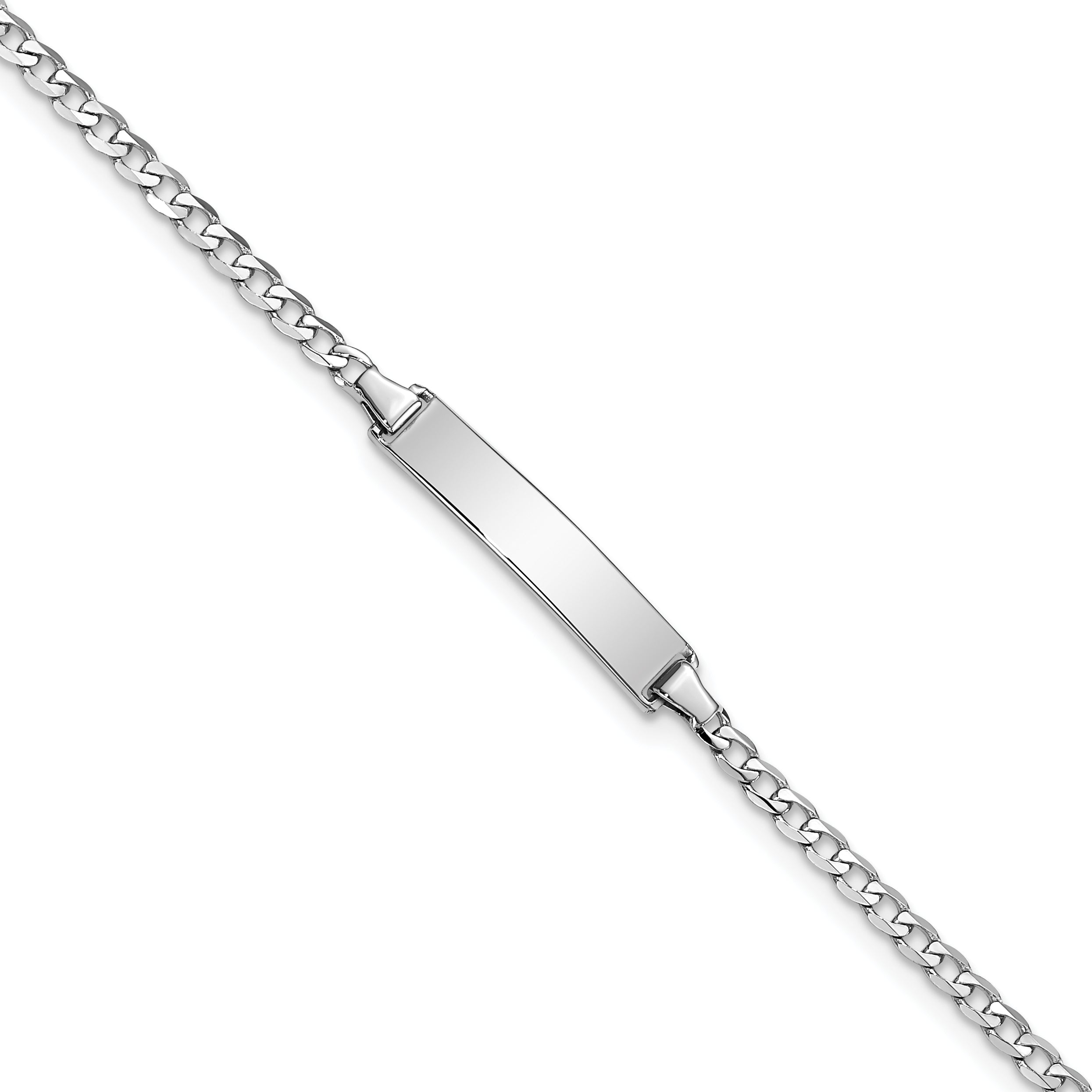 14K Wg Flat Curb Link Id Bracelet