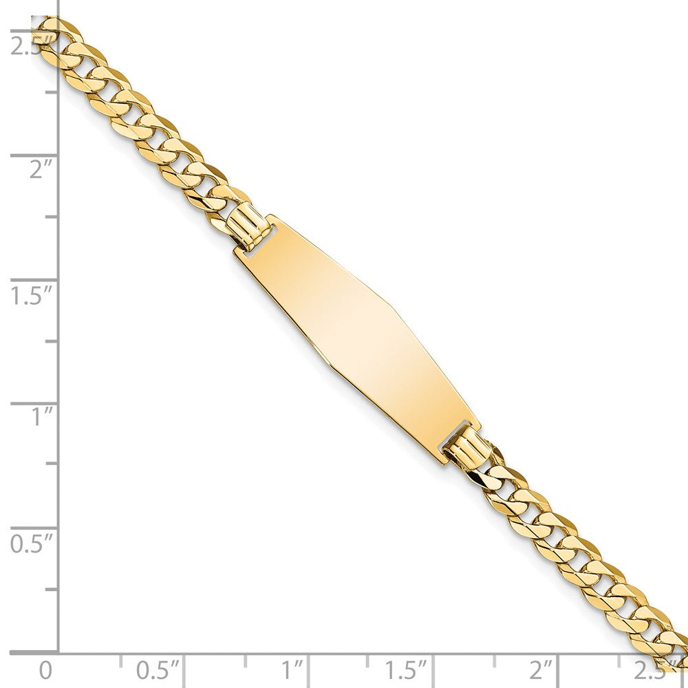 14k Soft Diamond Shape Flat Curb Link ID Bracelet