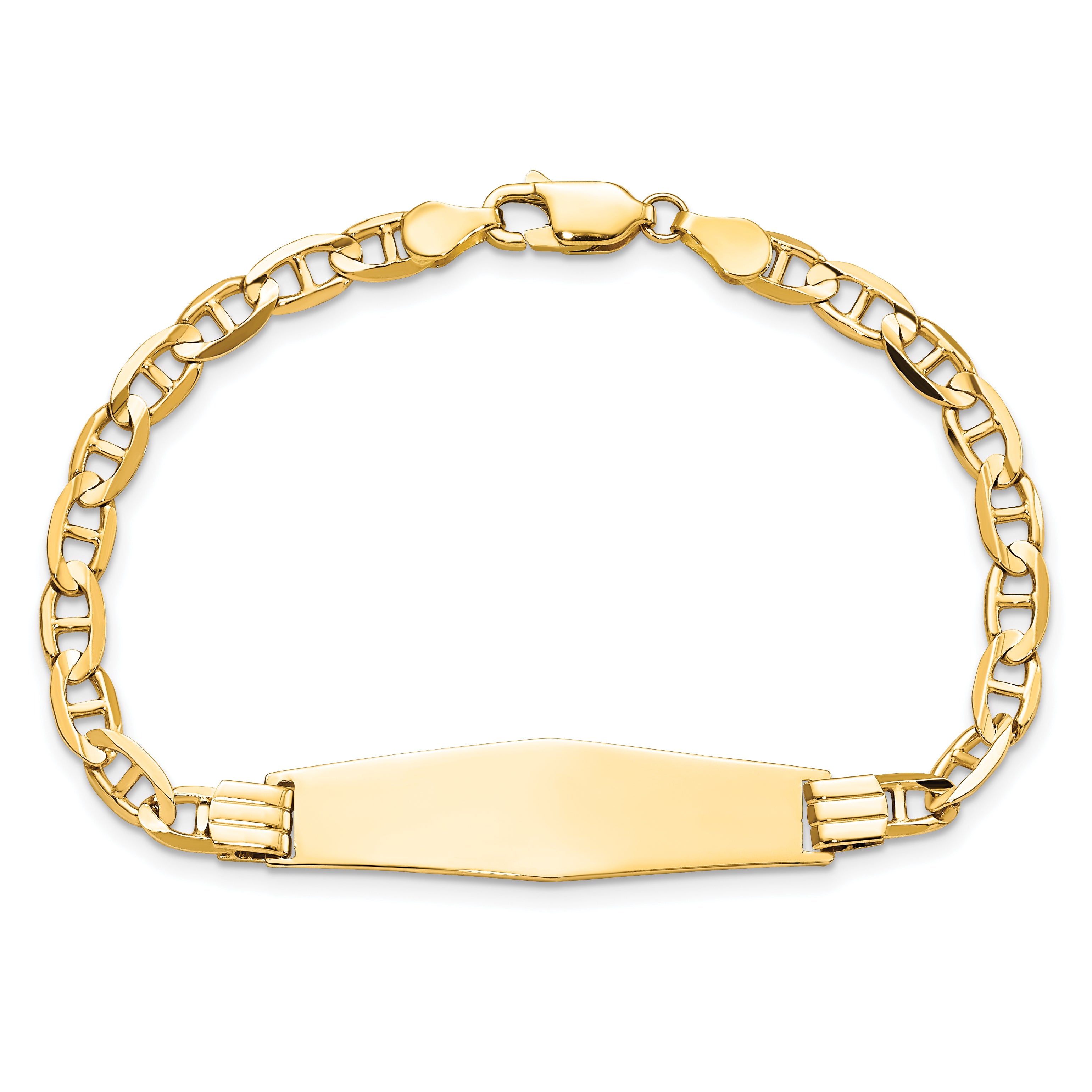 14K Anchor Link Soft Diamond Shape Id Bracelet