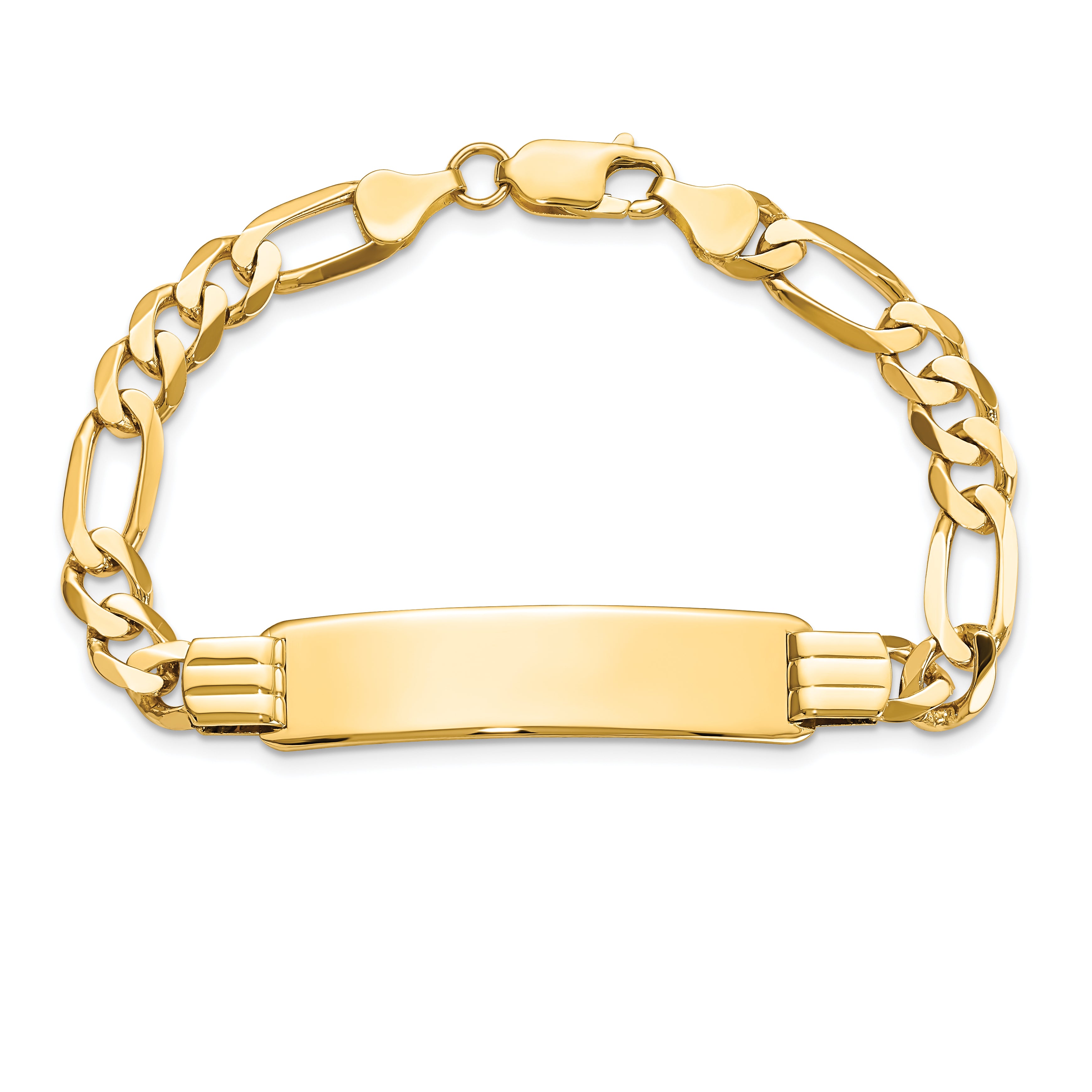 14K Flat Figaro Link Id Bracelet