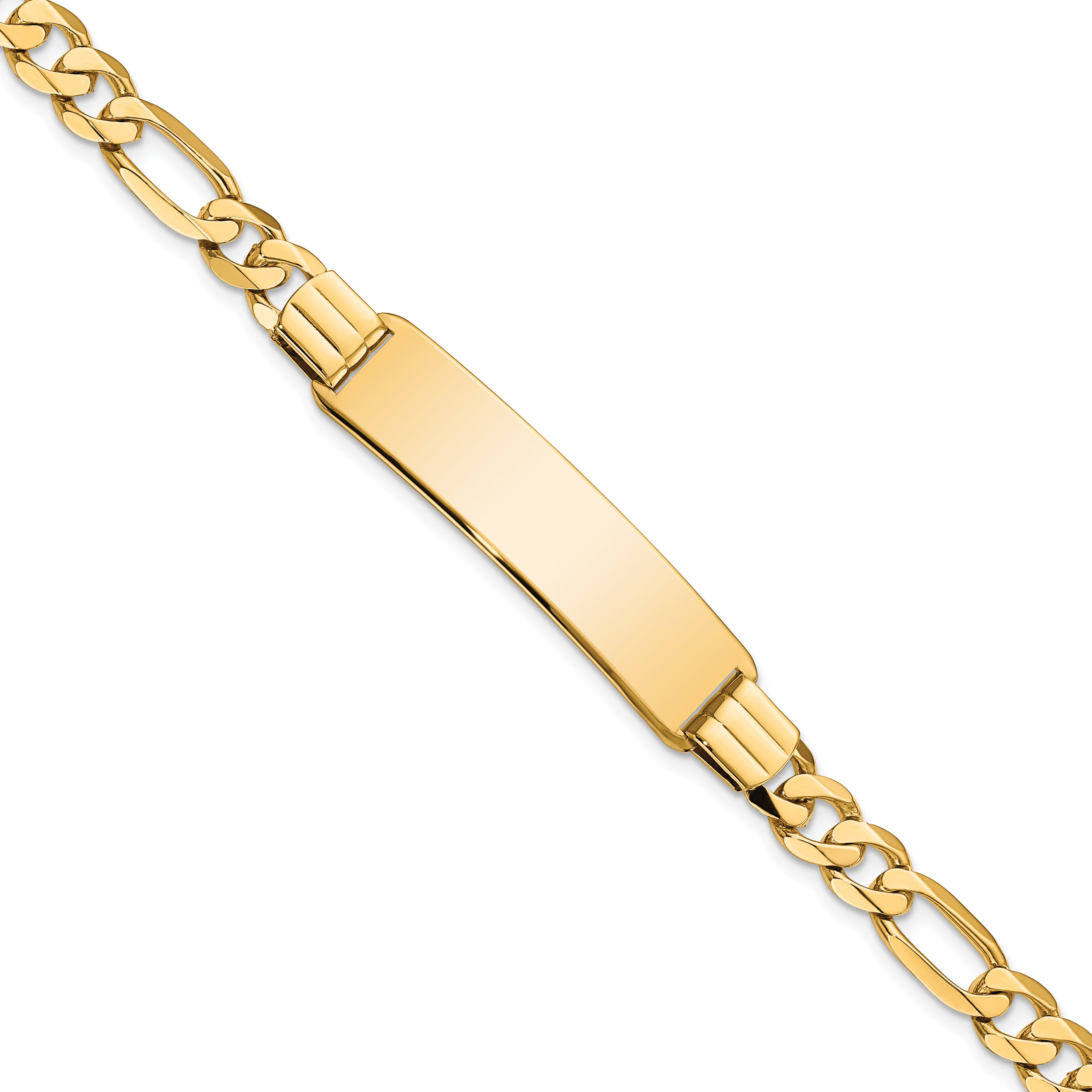 14K Flat Figaro Link Id Bracelet