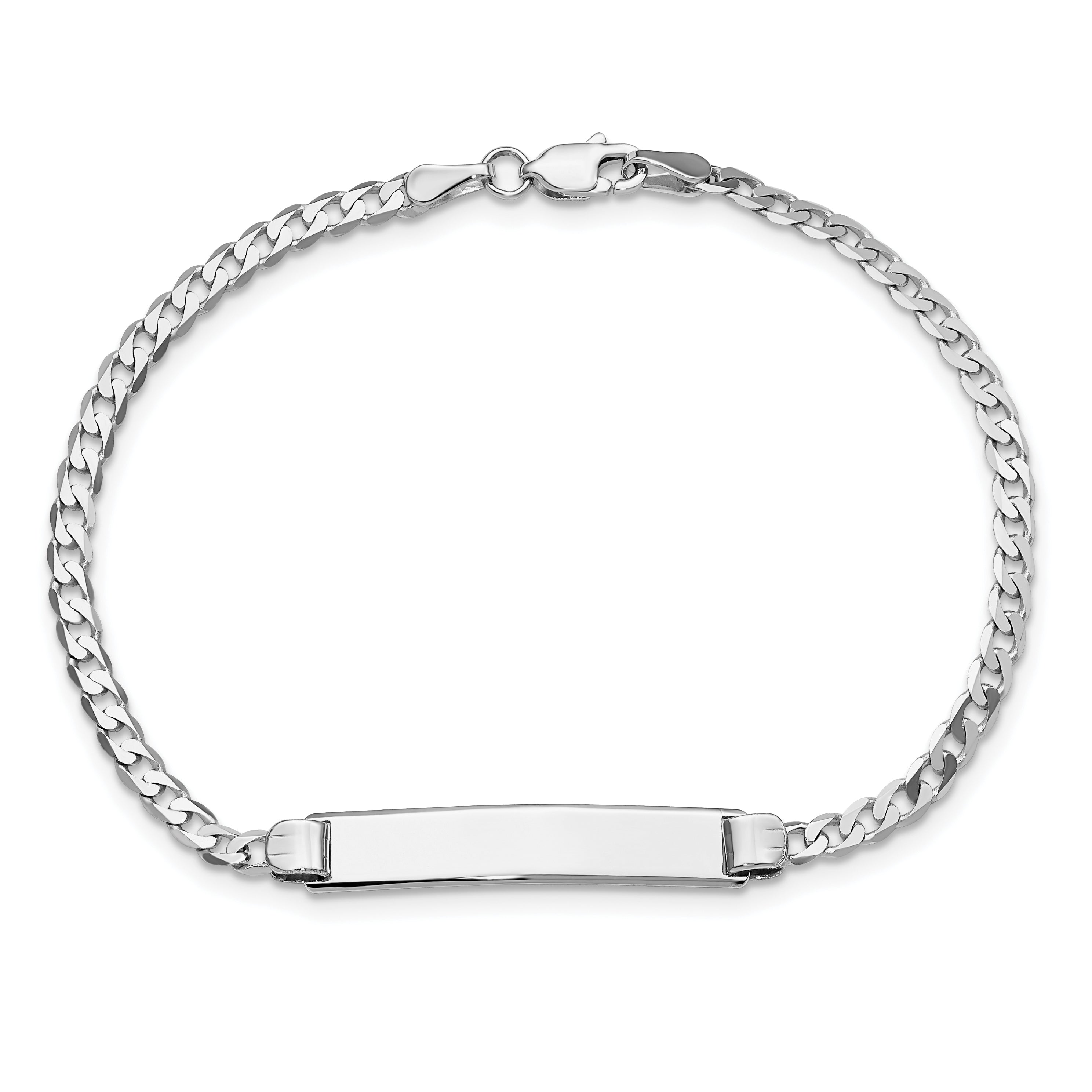 14K Wg Flat Curb Link Id Bracelet