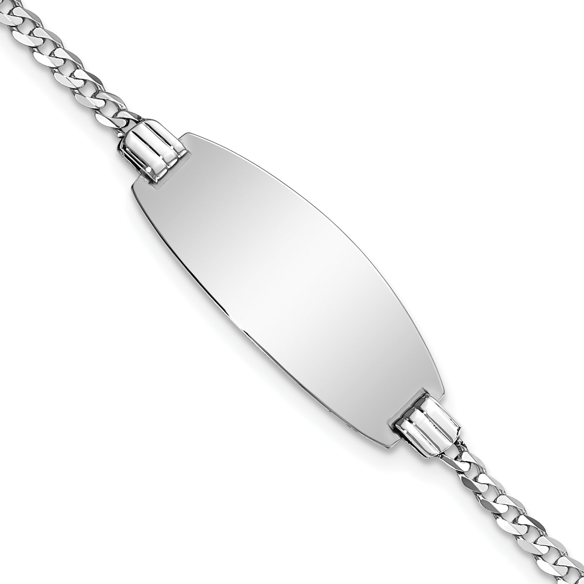 14K White Gold Oval Curb Id Bracelet