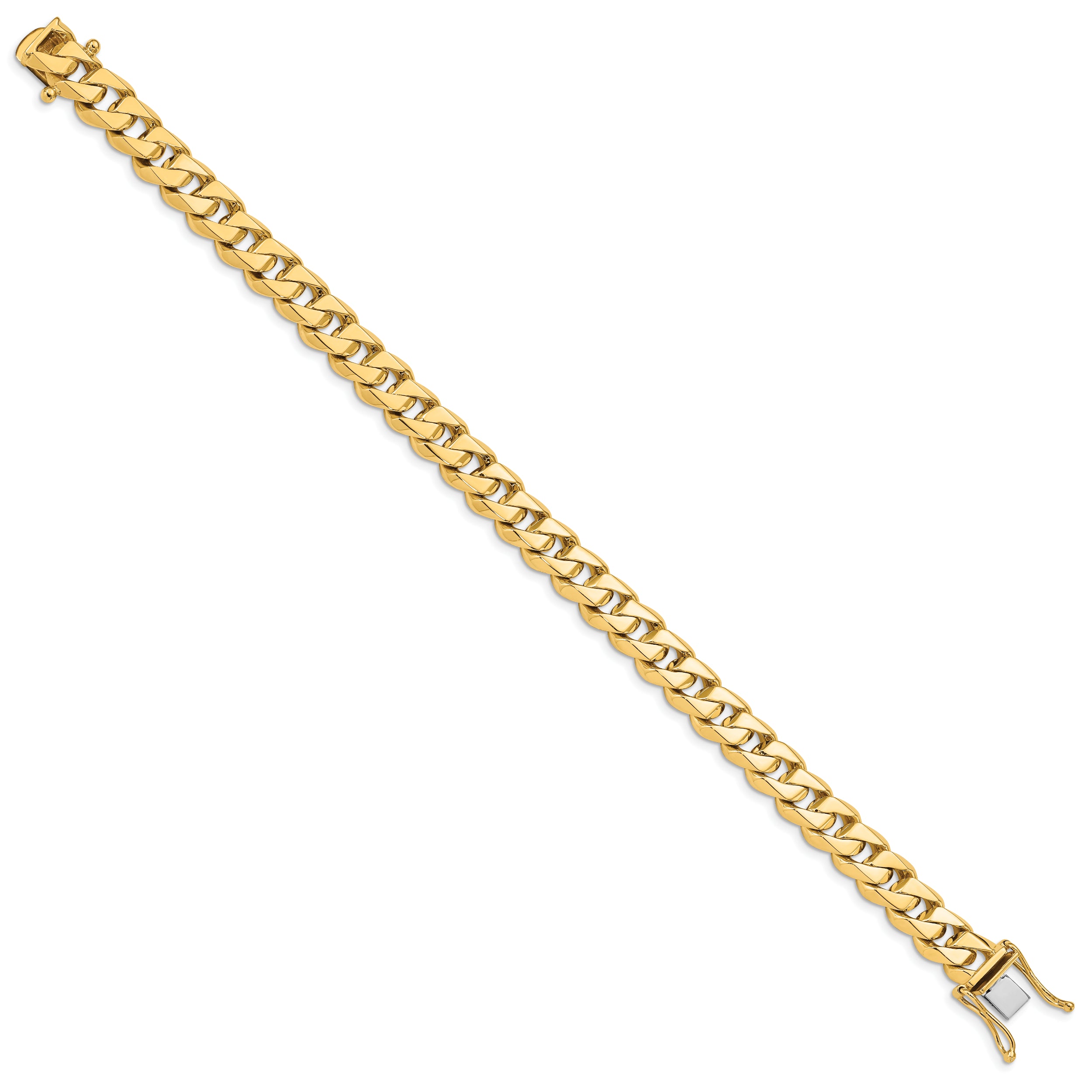 14K 8.5 Inch 8.6Mm Hand Polished Fancy Traditional Link With Box Catch Clasp Bracelet