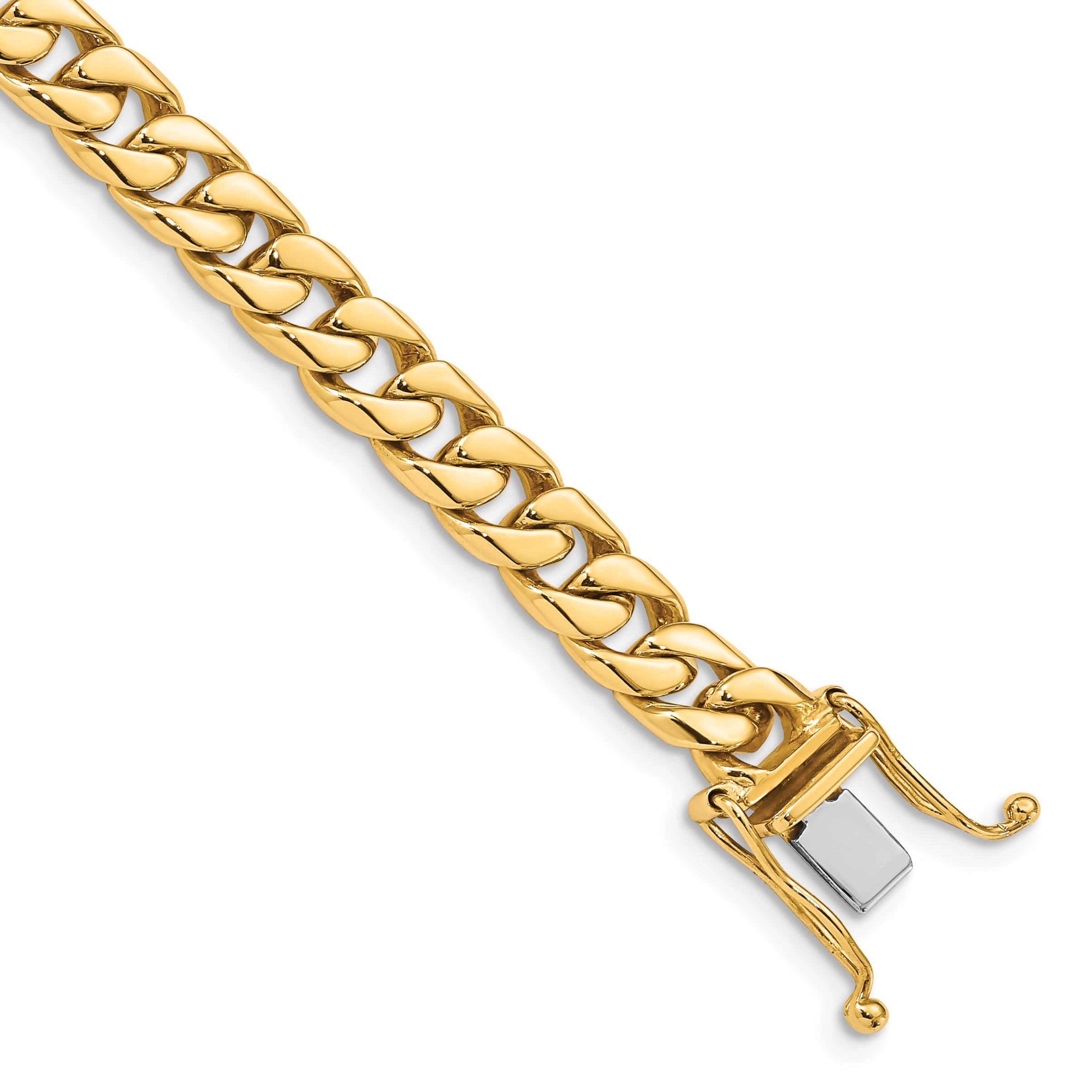 14K 20 inch 6.8mm Hand Polished Flat Beveled Curb Link with Box Catch Clasp Chain