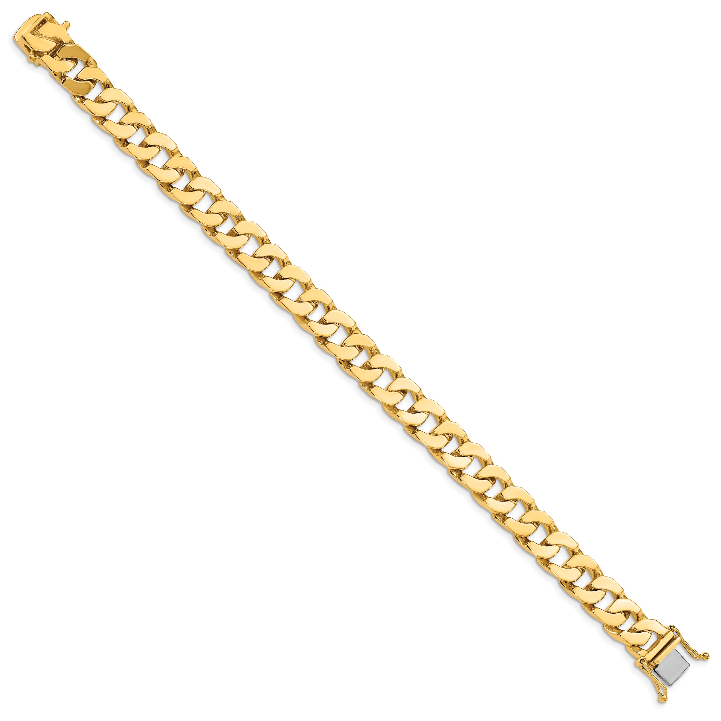 14K 8 Inch 10Mm Hand Polished Fancy Link With Box Catch Bracelet