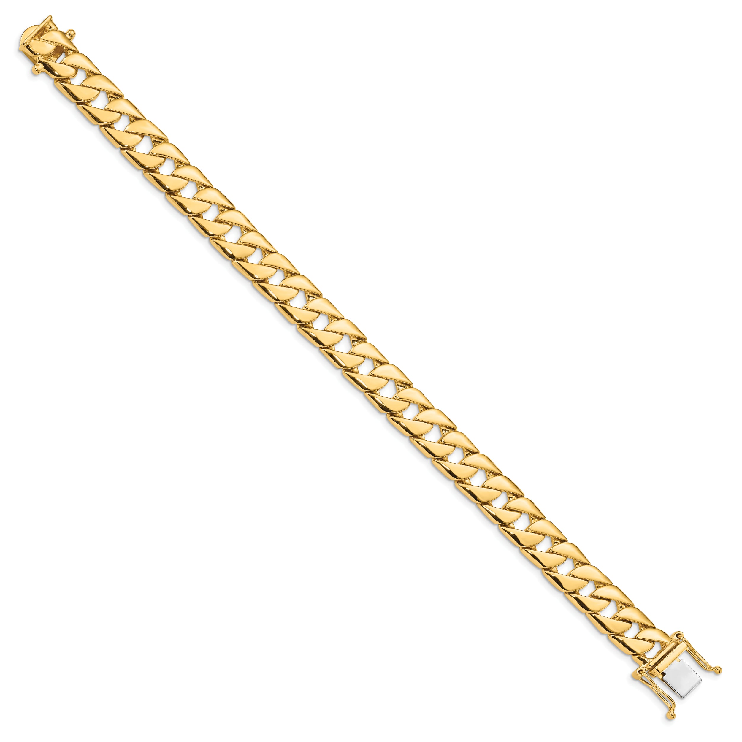 14K 8 Inch 10.2Mm Hand Polished Fancy Link With Box Catch Bracelet