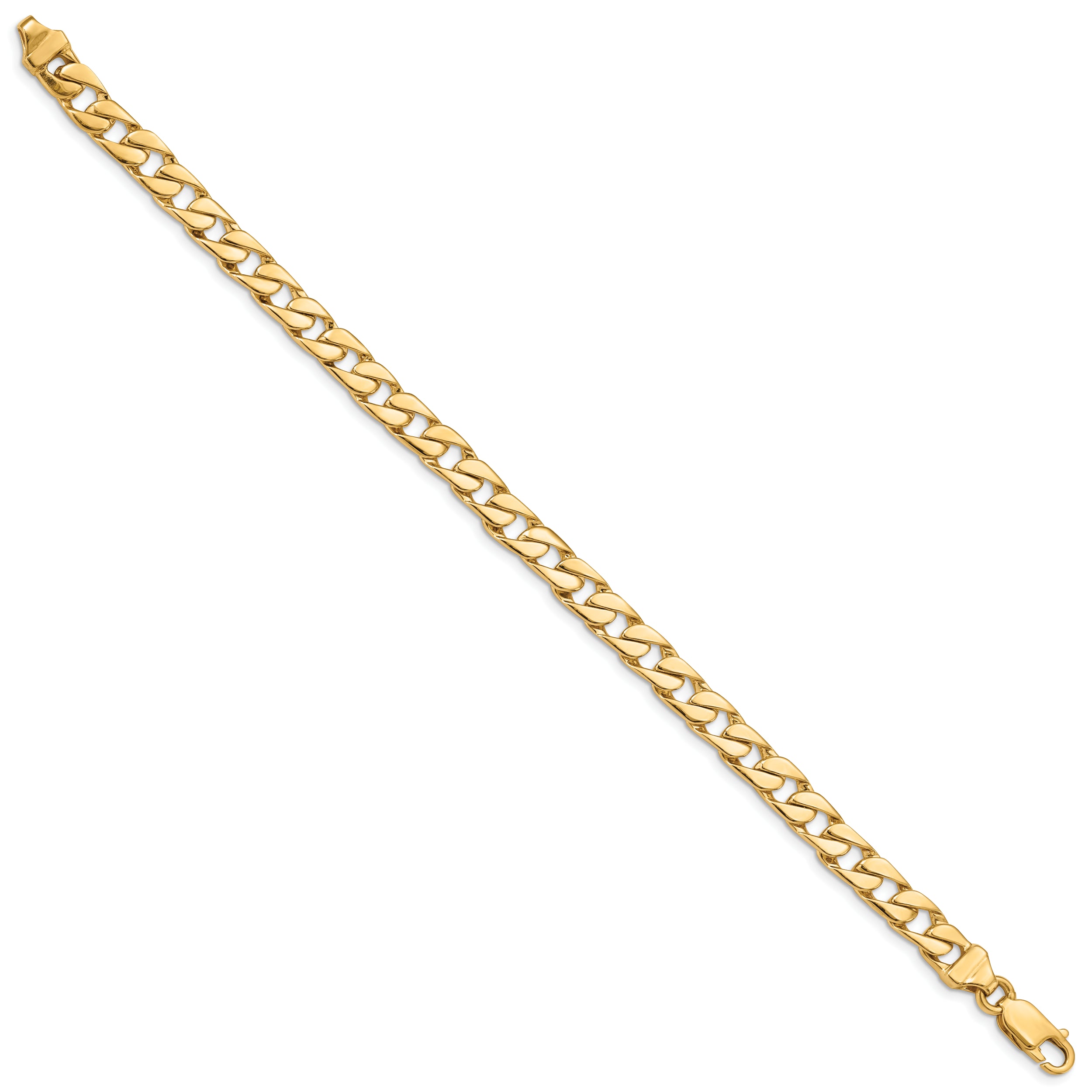 14K 8 inch 6.5mm Hand Polished Fancy Link with Lobster Clasp Bracelet