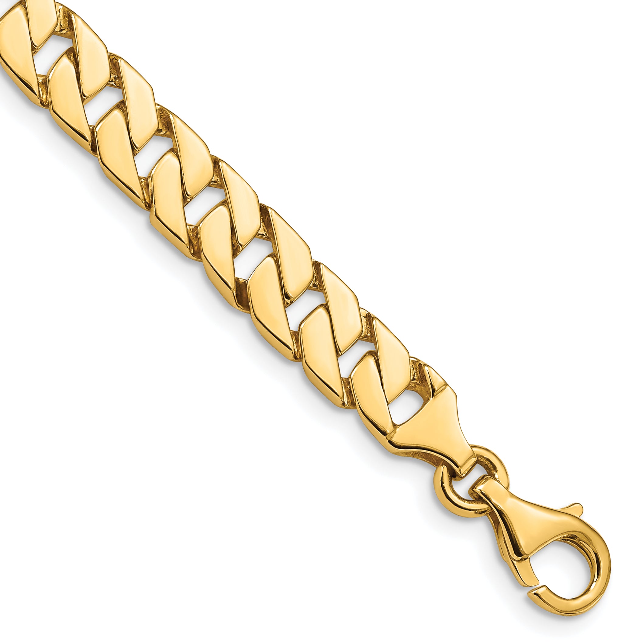 14K 18 inch 7.4mm Hand Polished Fancy Link with Fancy Lobster Clasp Chain