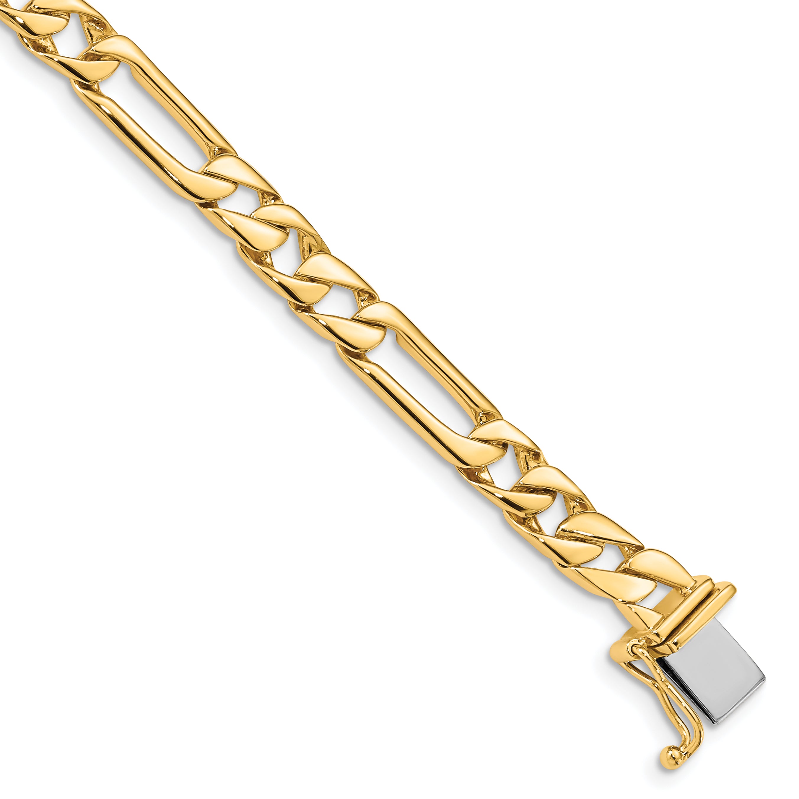 14K 18 inch 6mm Hand Polished Figaro Link with Box Catch Clasp Chain