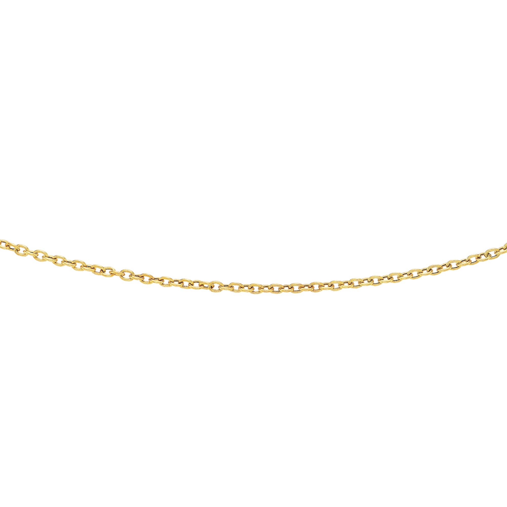 14K Yellow Gold 3.3mm Textured Cable 20" Chain with Lobster Lock