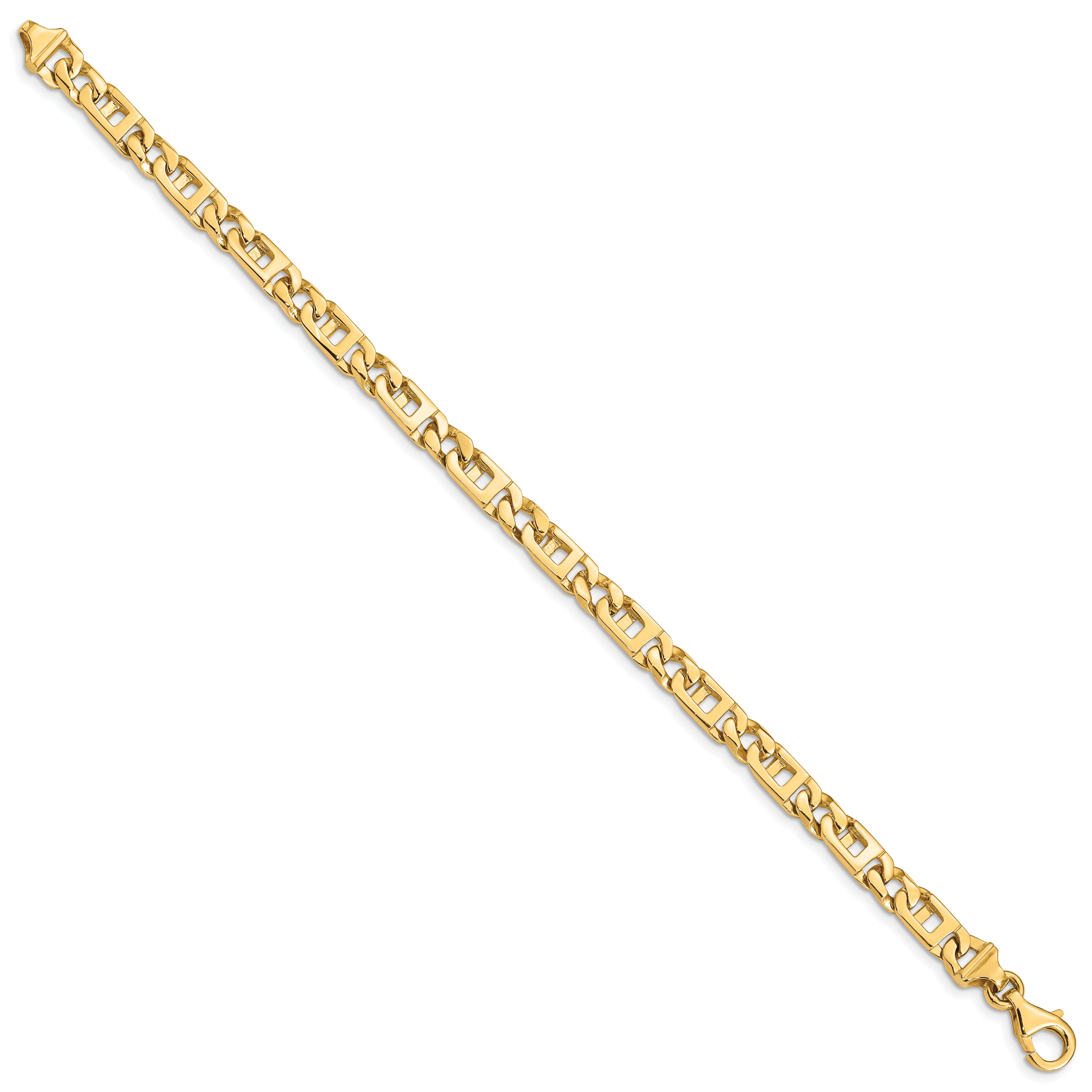 14K 8 Inch 5.9Mm Hand Polished Fancy Link With Fancy Lobster Clasp Bracelet