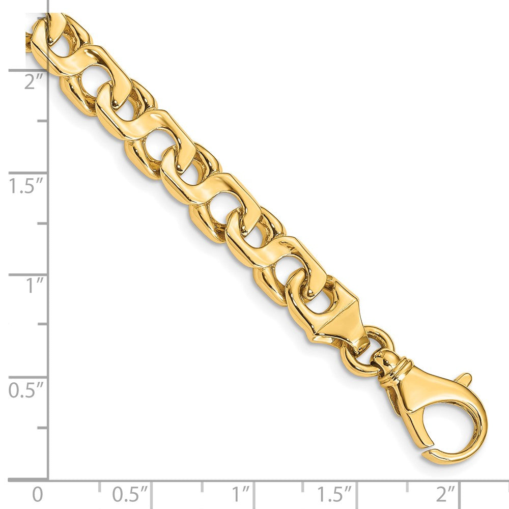 14K 20 inch 7.4mm Hand Polished Fancy Link with Fancy Lobster Clasp Chain