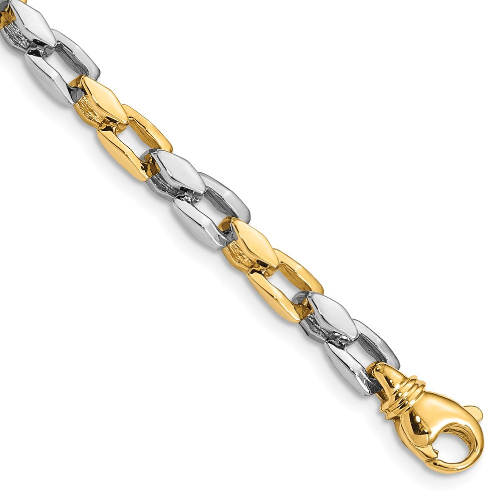 14K Two-tone 20 inch 4.5mm Hand Polished Fancy Link with Fancy Lobster Clasp Chain