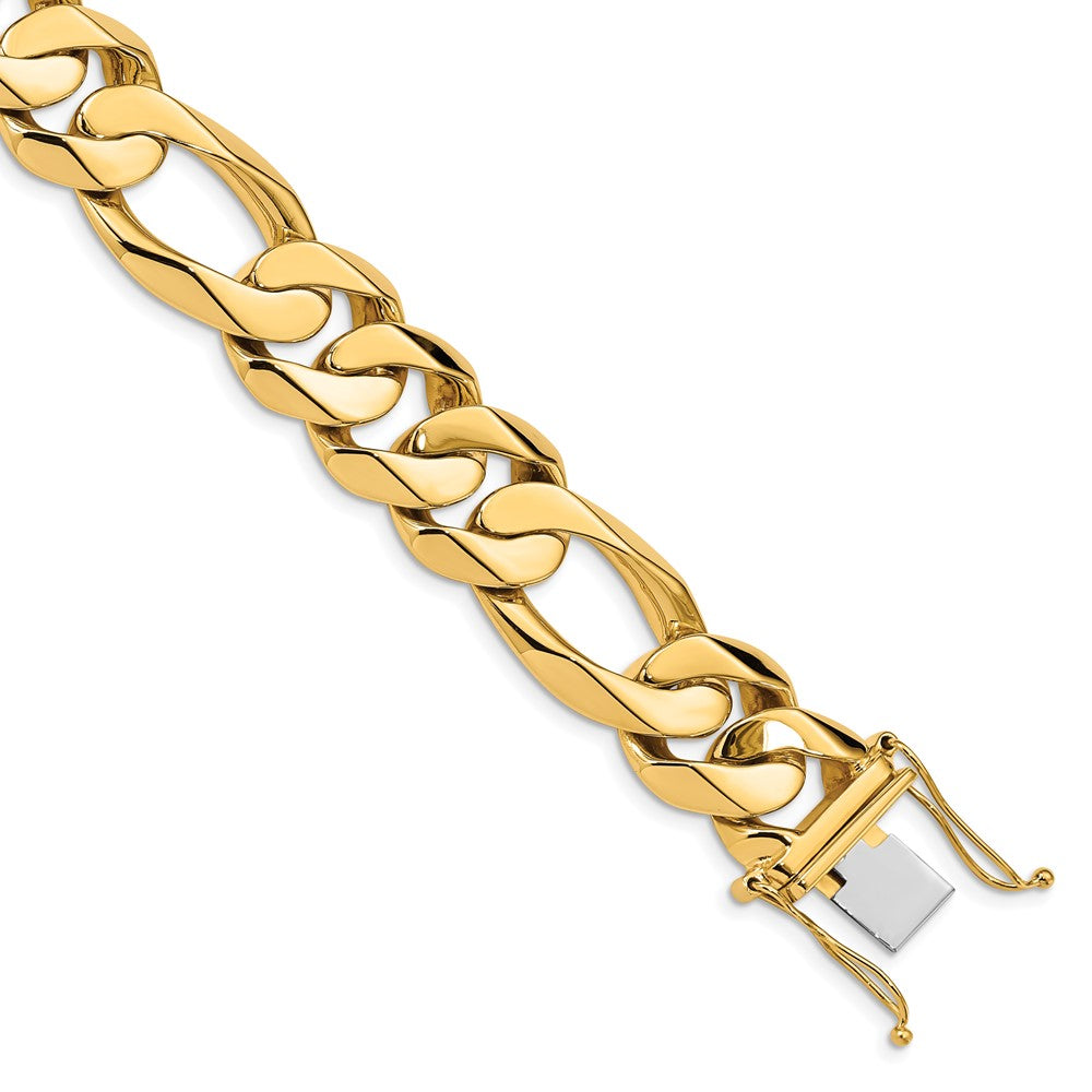 14K 20 inch 15.7mm Heavy Hand Polished Figaro Link with Box Catch Chain