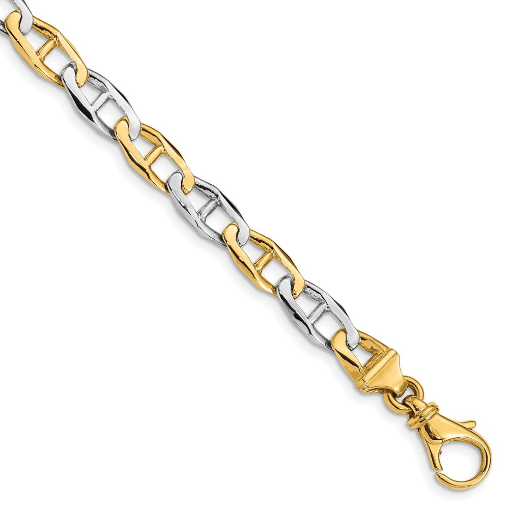 14K Two-tone 20 inch 6.5mm Hand Polished Fancy Link with Fancy Lobster Clasp Chain