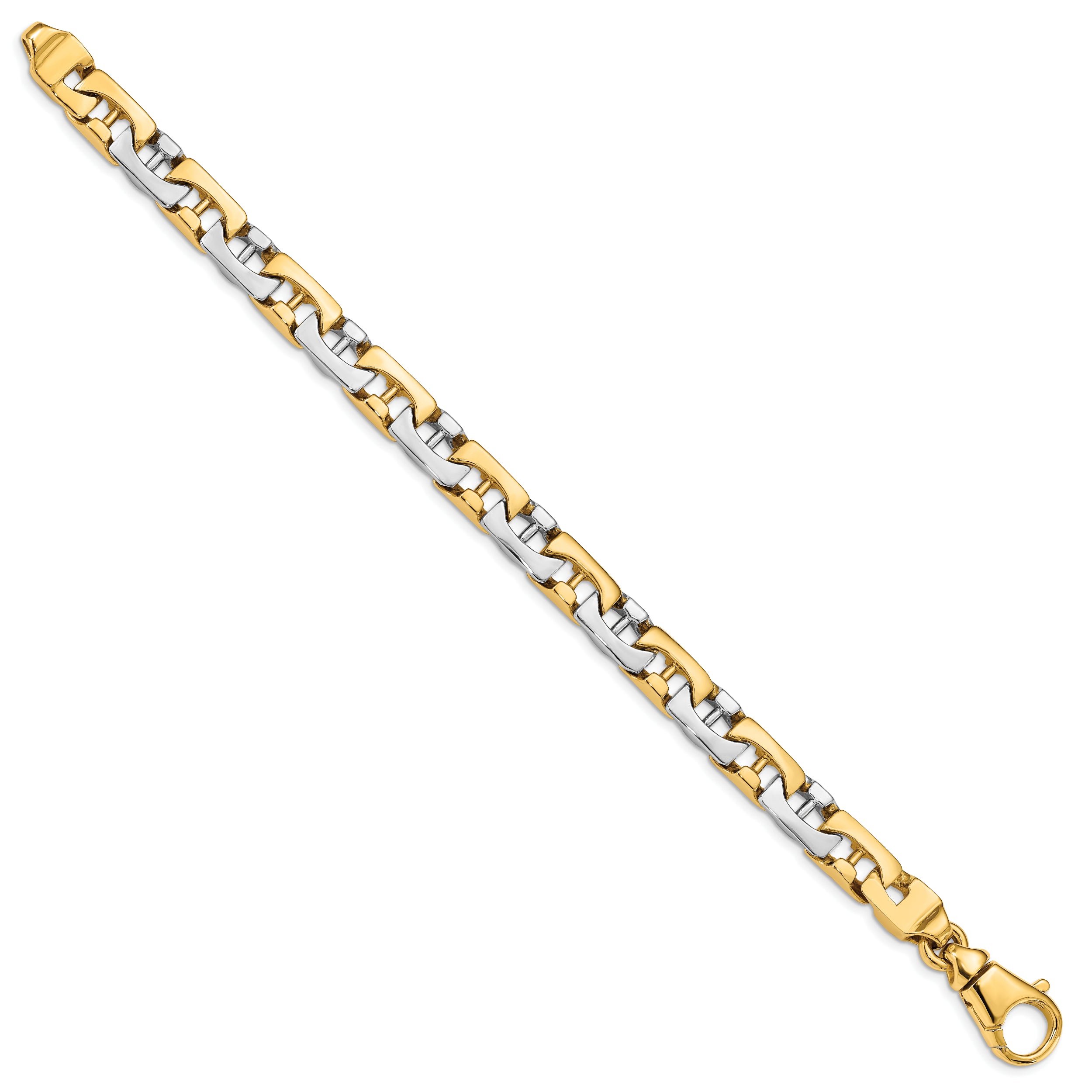 14K Two-Tone 8.5 Inch 8.5Mm Hand Polished Fancy Link With Fancy Lobster Clasp Bracelet