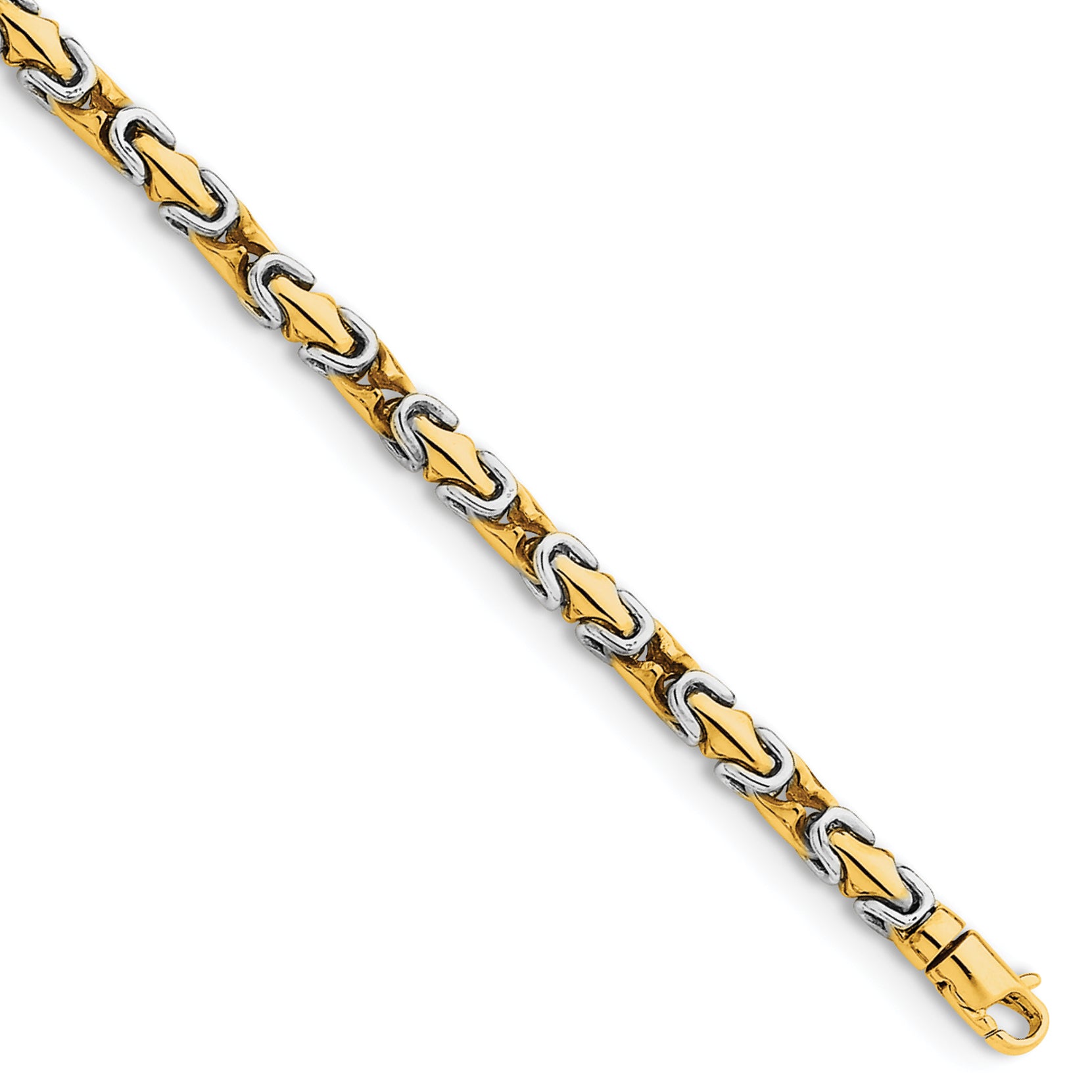14K Two-tone 22 inch 4.2mm Hand Polished Fancy Link with Lobster Clasp Chain