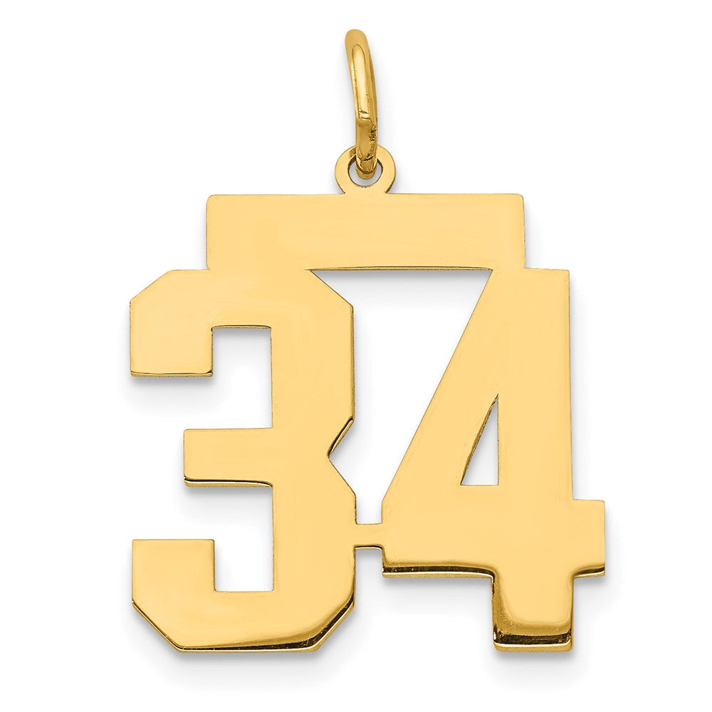 14k Medium Polished Number 34 Charm