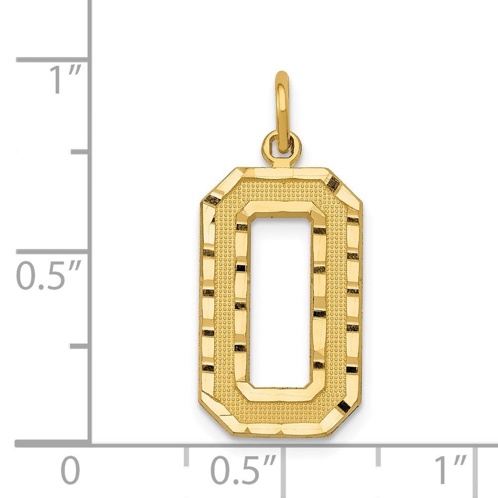 14k Large Brushed Diamond-cut Number 0 Charm