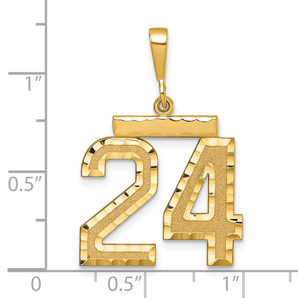 14k Large Brushed  Diamond-cut Number 24 Charm