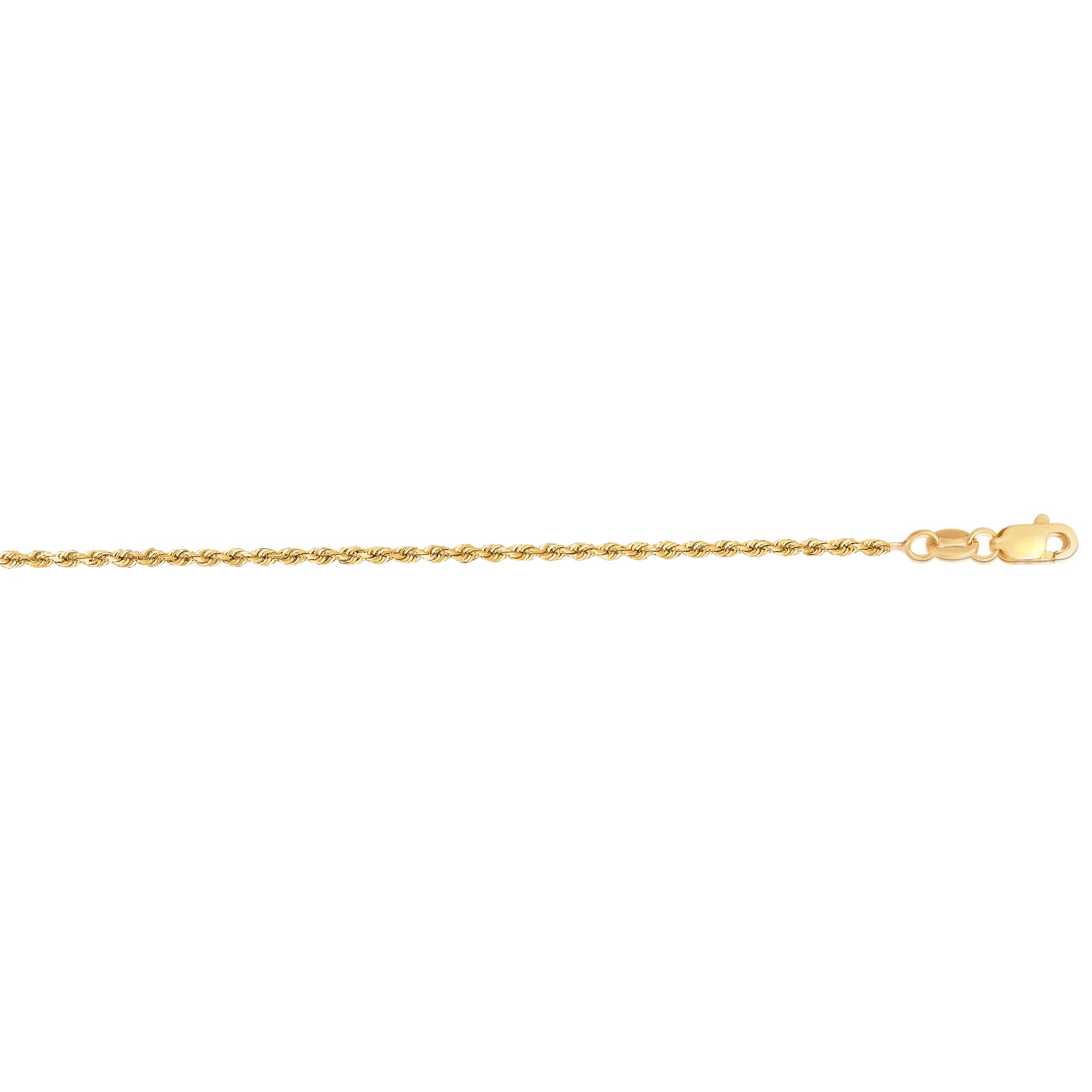 14K Yellow Gold 1.4mm Diamond Cut Royal Rope 24" Chain with Lobster Lock