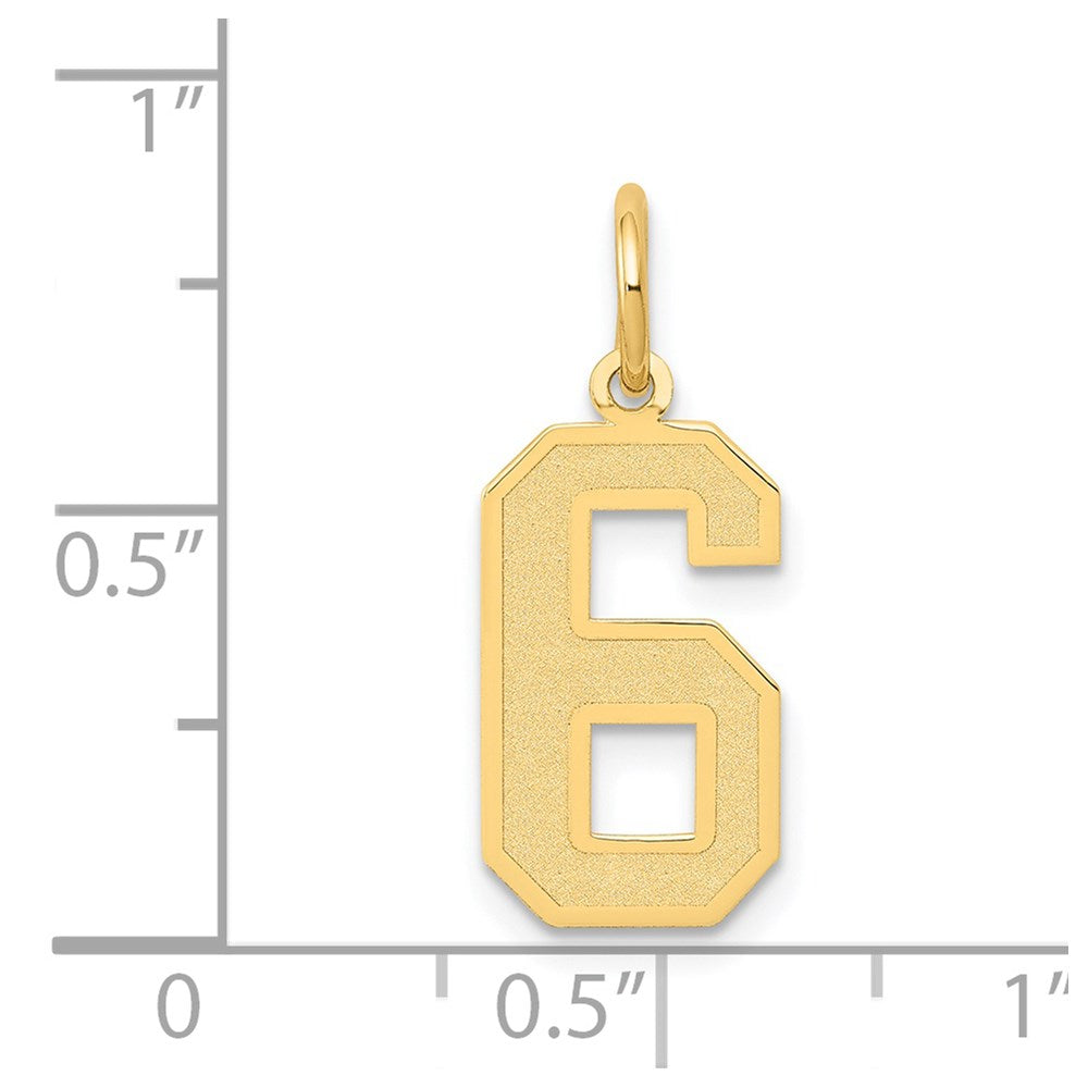 14k Medium Satin Number 6 Charm