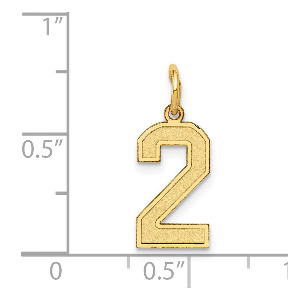 14k Small Satin Number 2 Charm