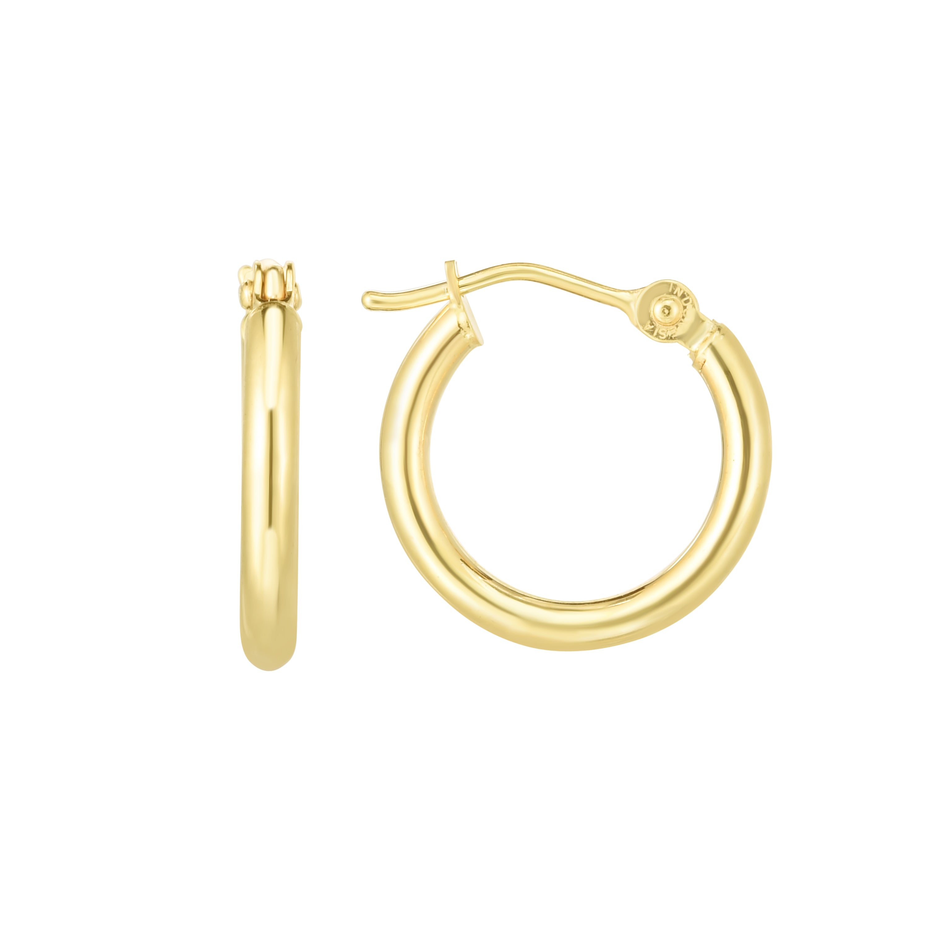 14K Yellow Gold 2x15mm Hoop Earring