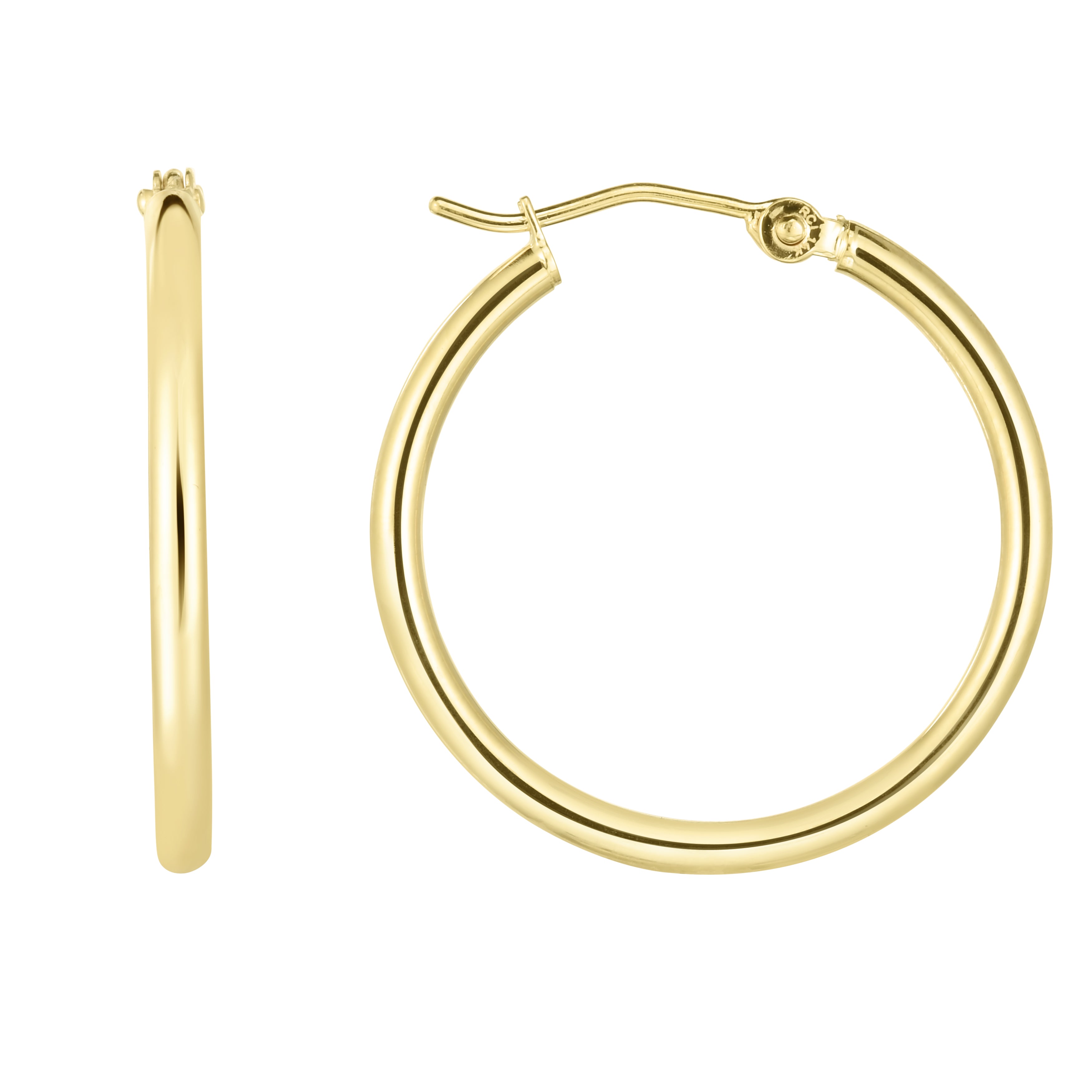 14K Yellow Gold 2x25mm Hoop Earring