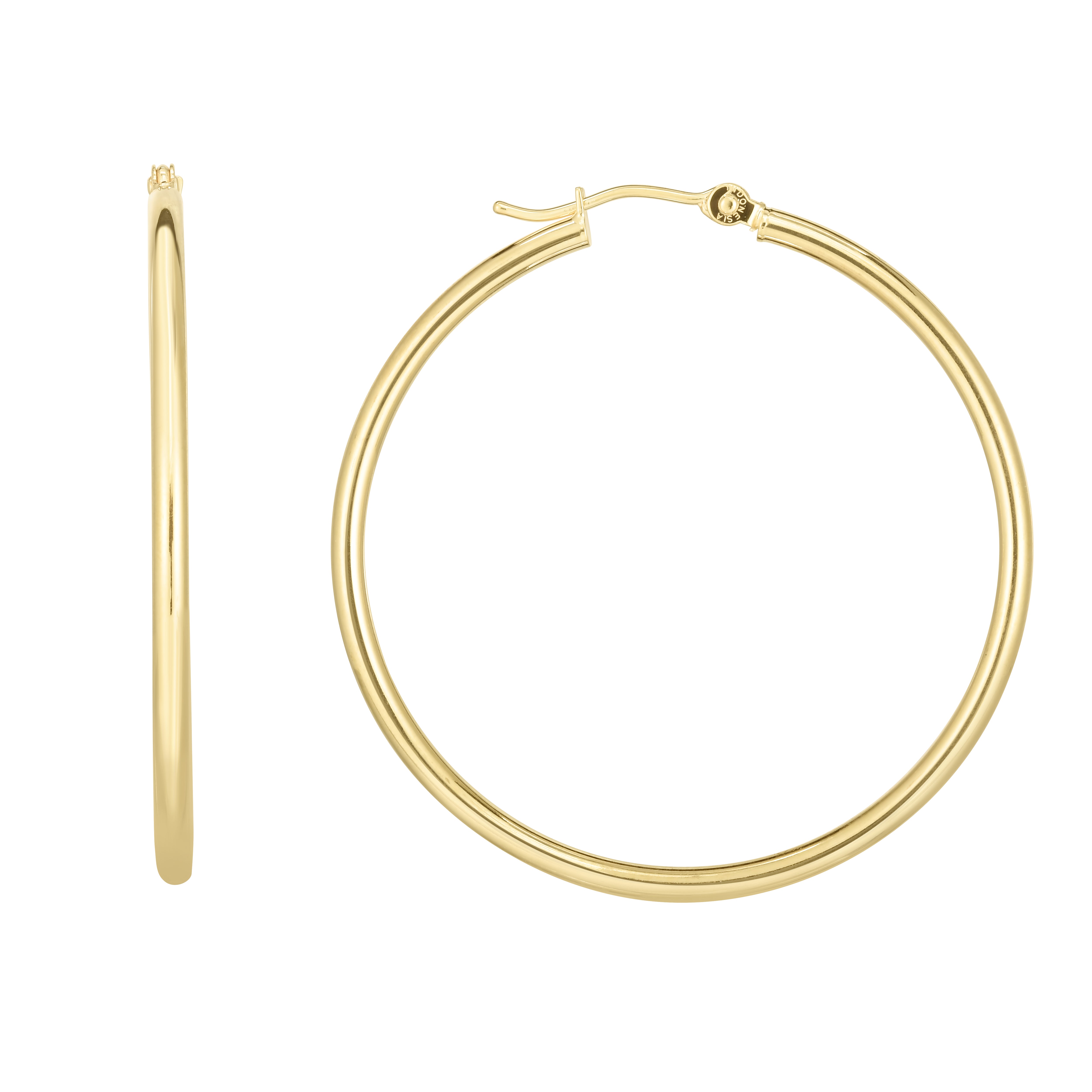 14K Yellow Gold 2x40mm Hoop Earring