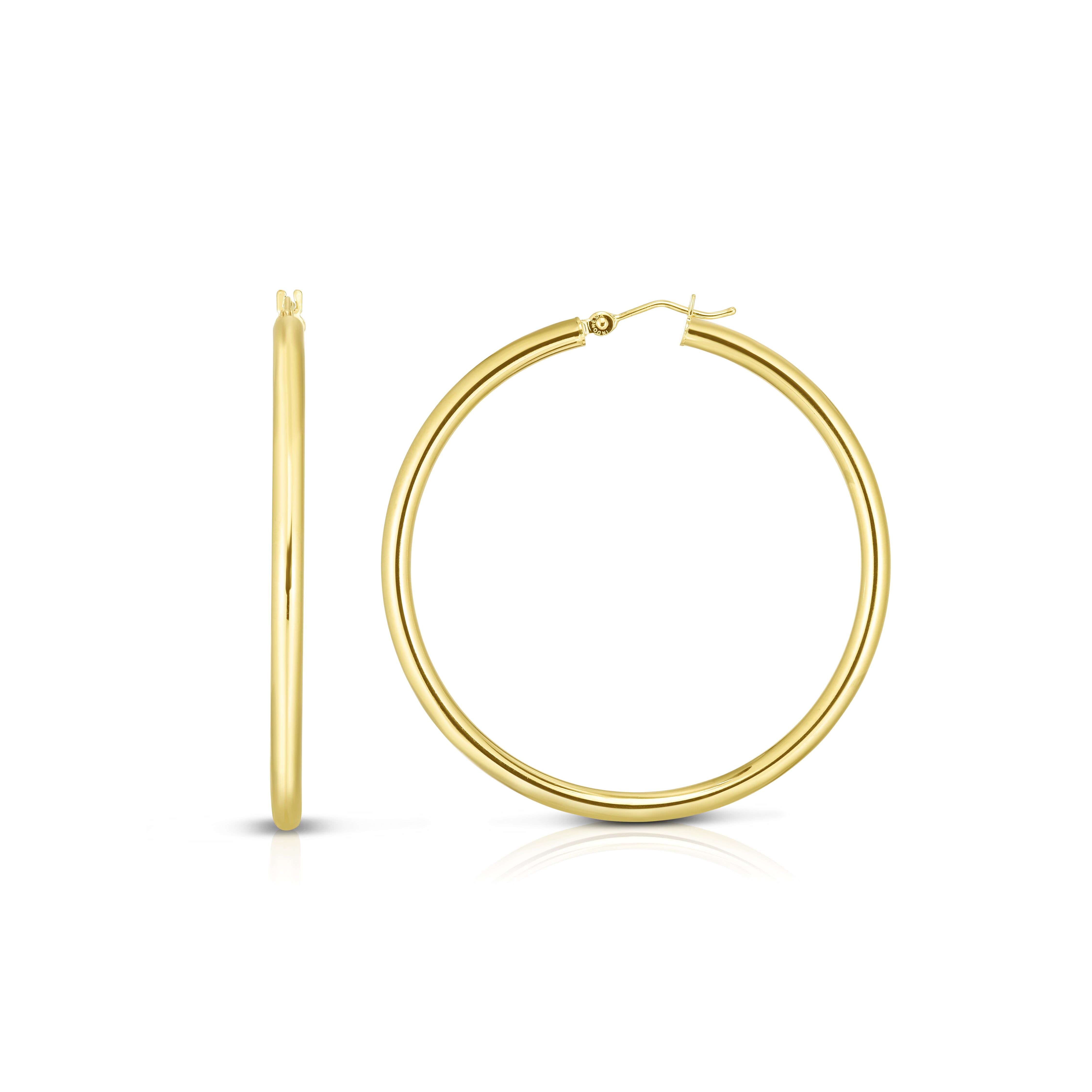 14K Yellow Gold 3x20mm Hoop Earring