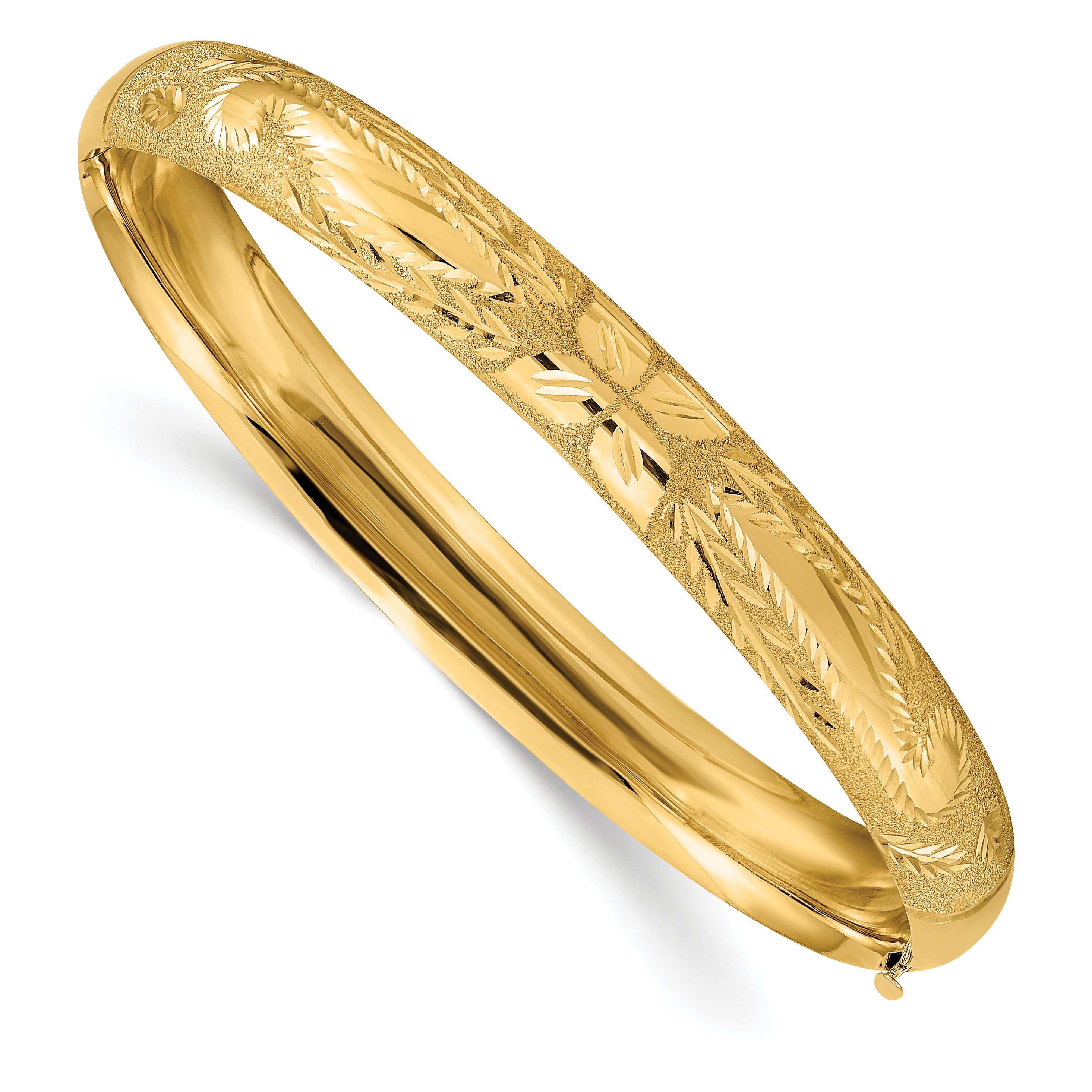 14k 5/16 Laser-Cut 8.00mm Hinged Oval Bangle Bracelet