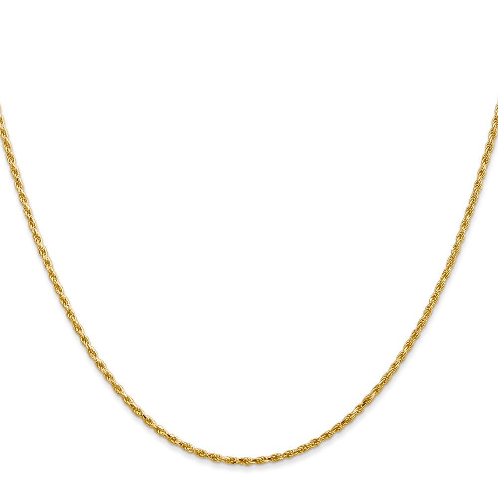 14K 16 inch 1.3mm Diamond-cut Solid Machine Made Rope with Lobster Clasp Chain