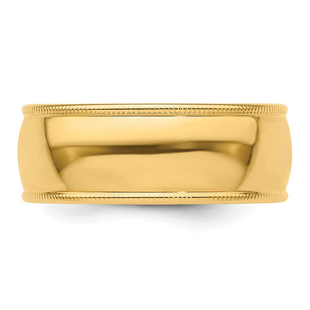 14k Yellow Gold 8mm Milgrain Half Round Wedding Band Size 4.5