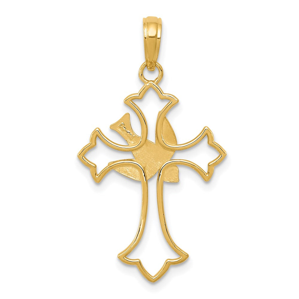 14k Dove Cross Pendant