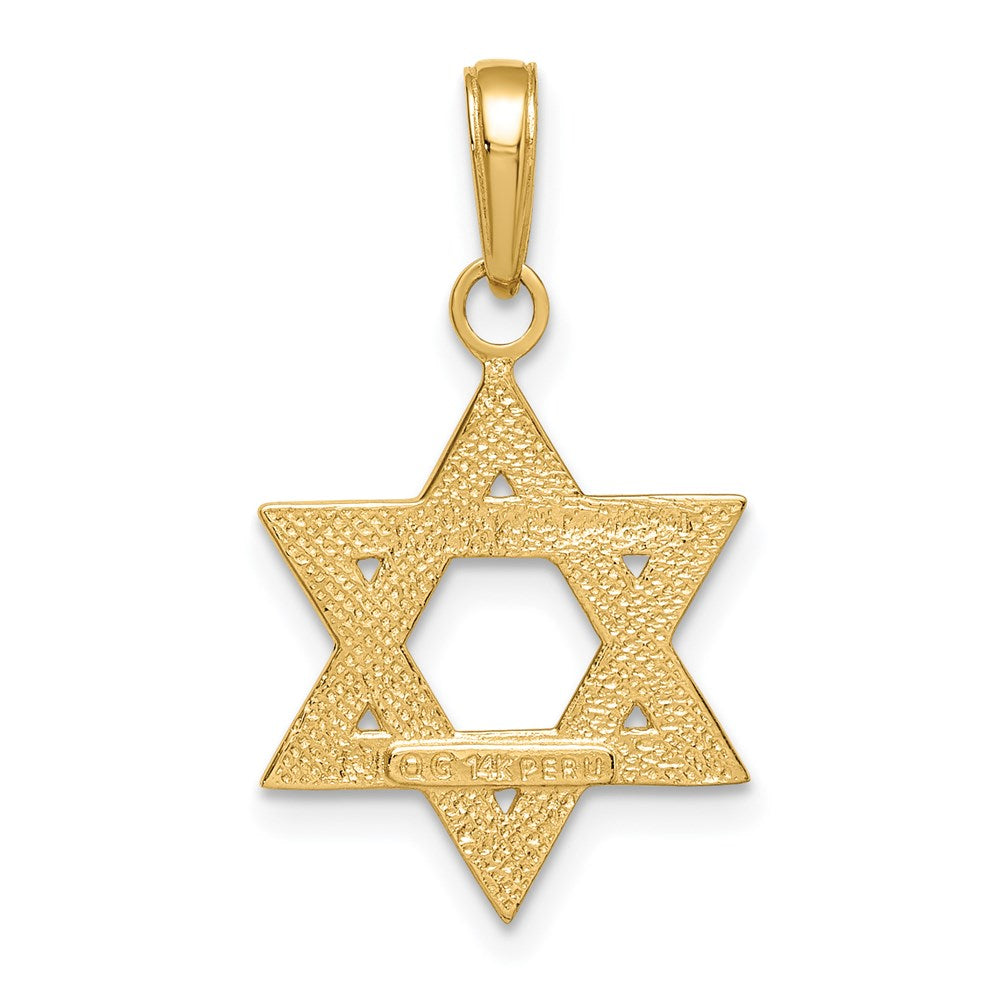 14k Solid Satin Star of David Charm