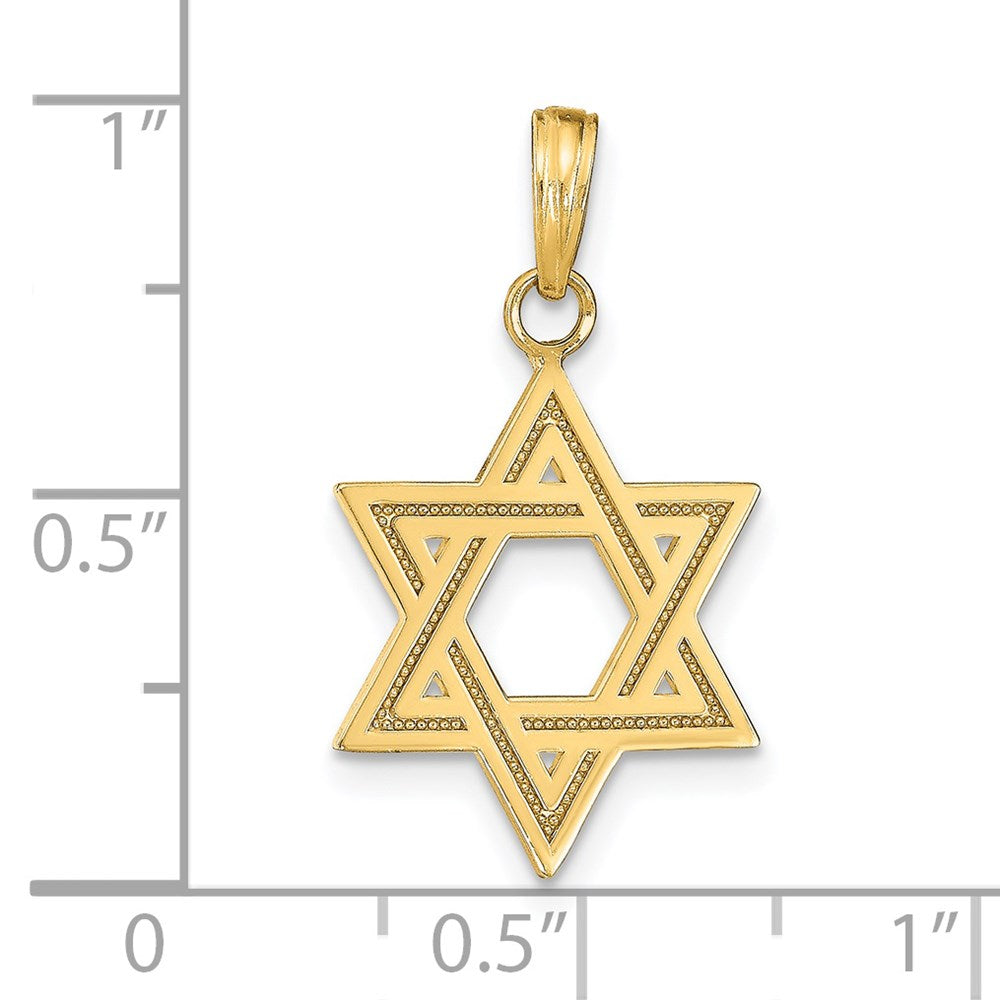 14k Solid Satin Star of David Charm